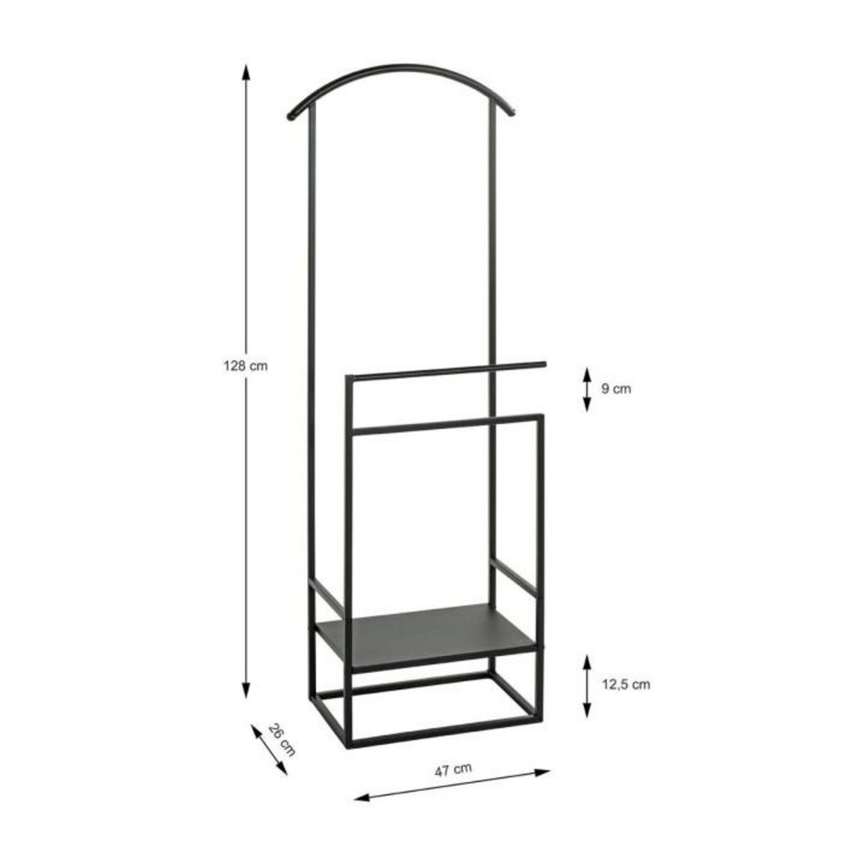 Paris Prix Valet de Chambre Design  Lydia  128cm Noir