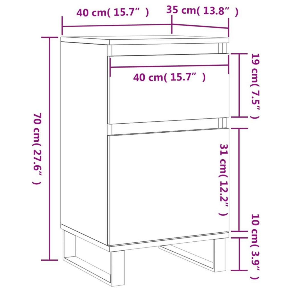 VIDAXL Buffet blanc 40x35x70 cm bois d'ingenierie