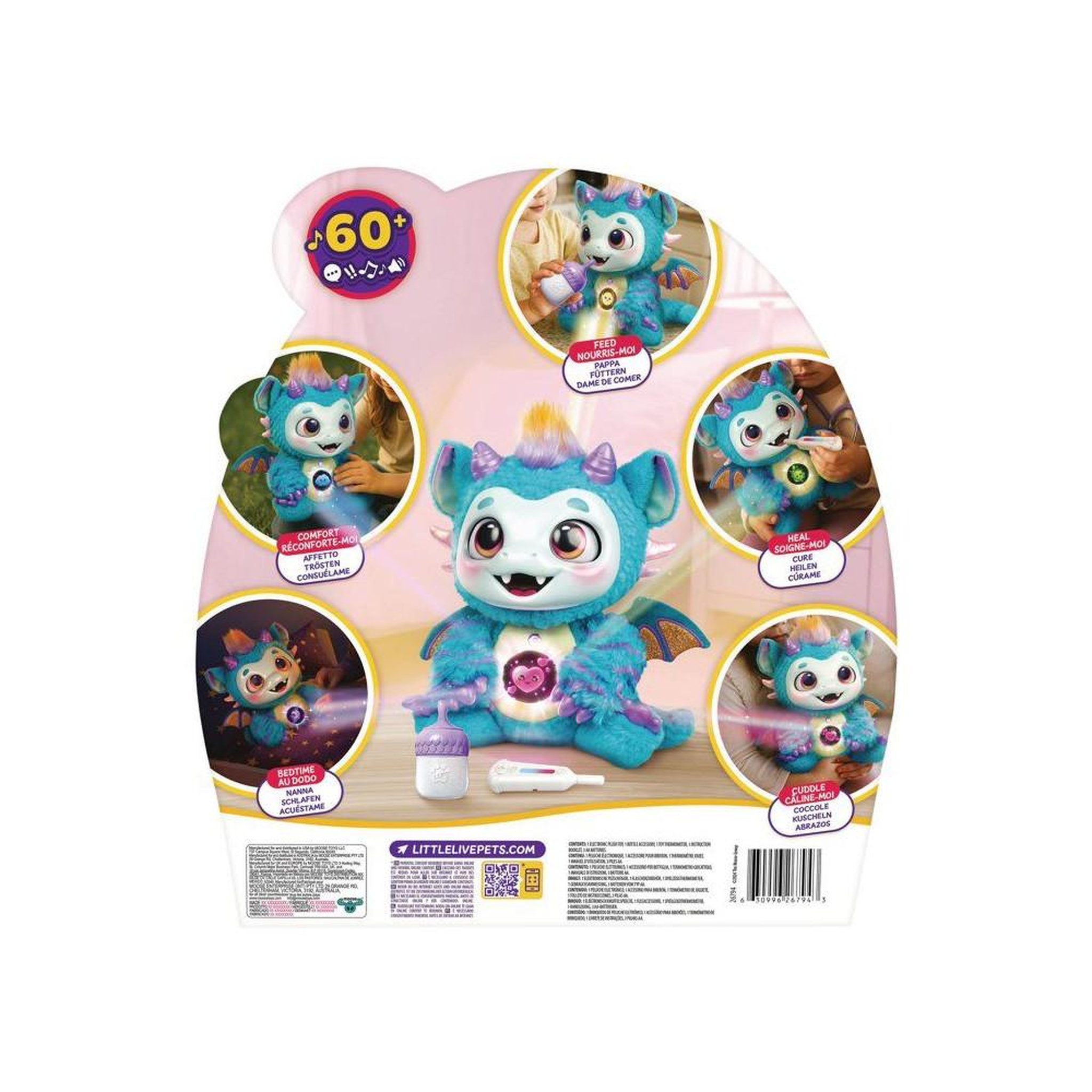 Voir la diapositive 5 : LITTLE LIVE PETS Dragon peluche interactif skye à sons et lumières multicolores, zones lumineuses qui changent de couleur et répondent aux câlins