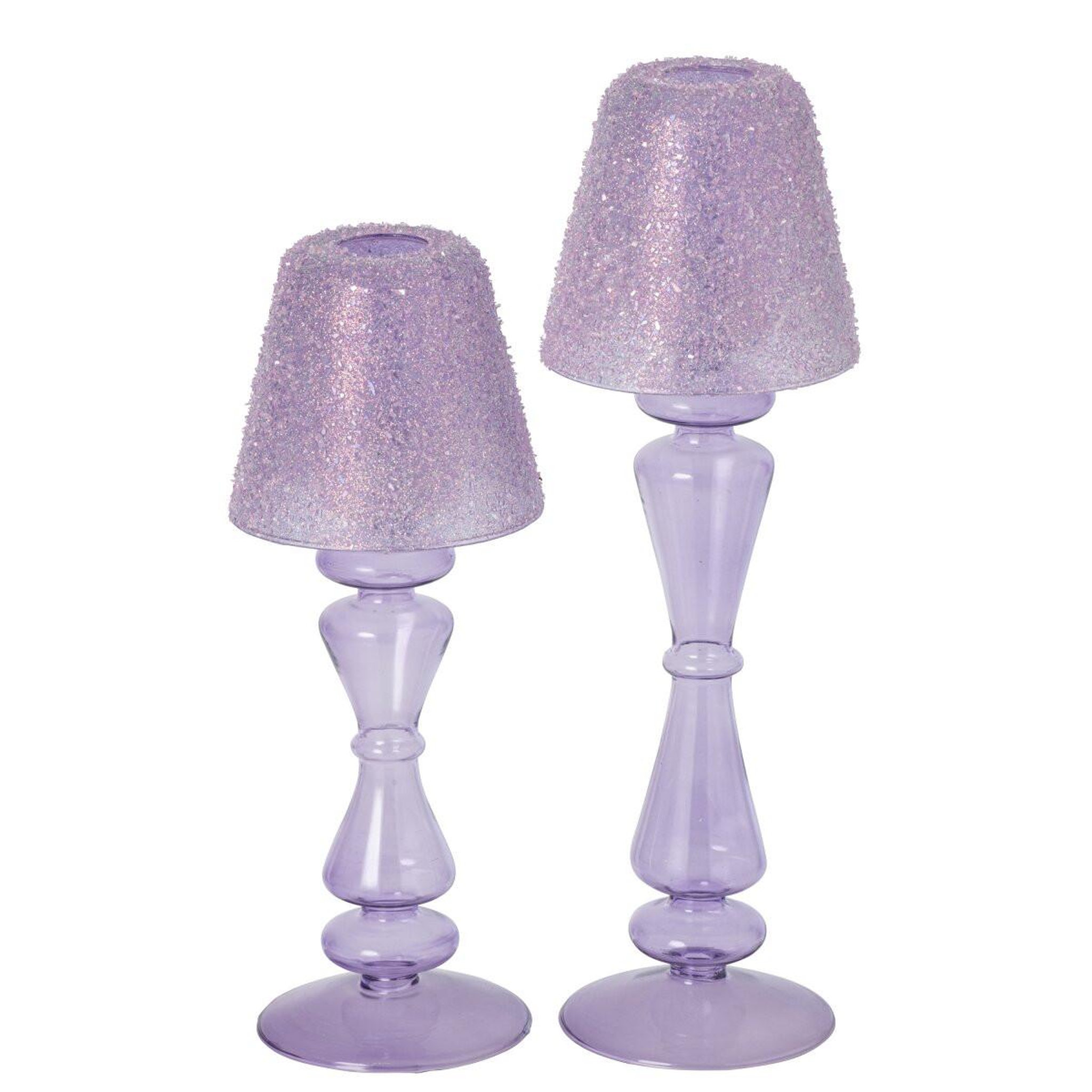 Voir la diapositive 3 : J-LINE Photophore Lampe en Verre  Silje  31cm Lilas