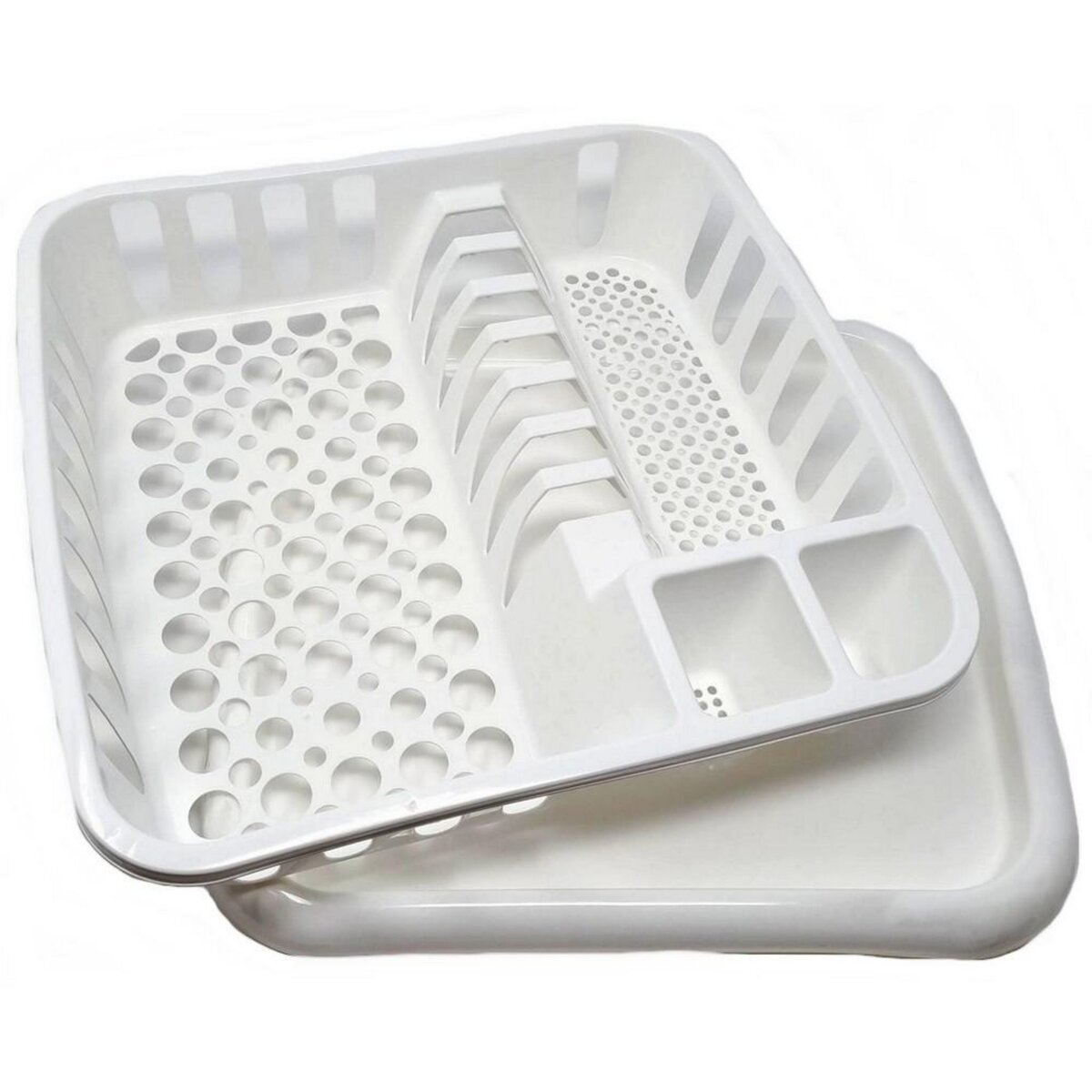 Egouttoir a vaisselle blanc 37 x 35 x 9 cm avec bac en plastique pas cher 