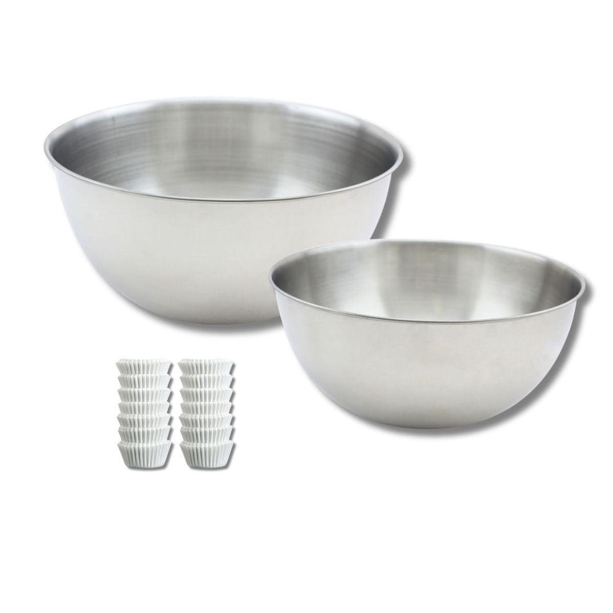 ZENKER Set comprenant 240 moules à muffins, 1 spatule Zenker, 2 bols à mixer en inox Fackelmann