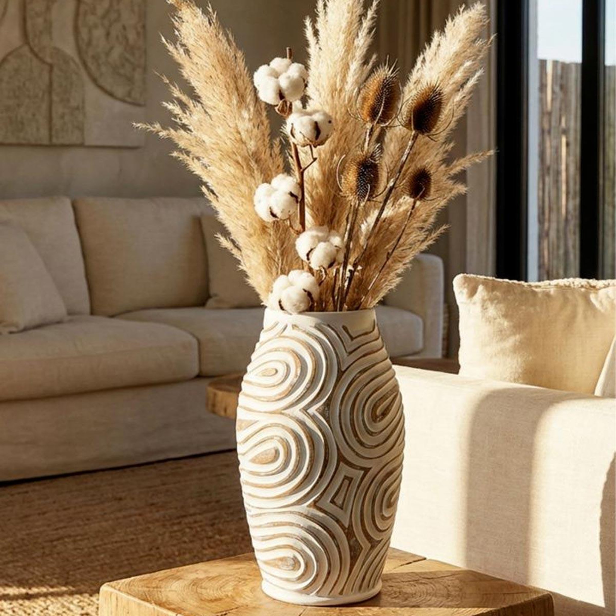 Voir la diapositive 4 : Paris Prix Vase design en résine  oblix  35cm blanc