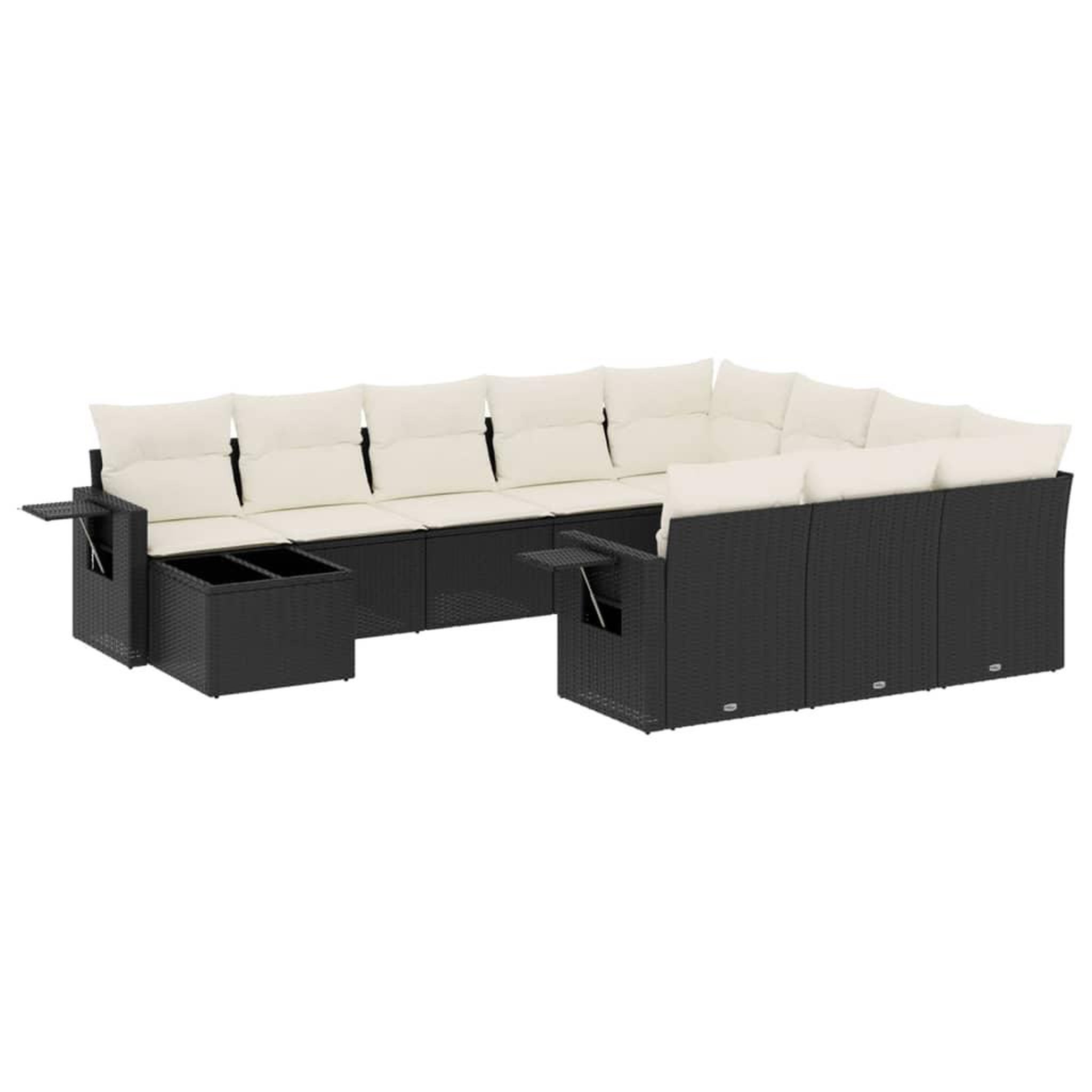 Voir la diapositive 2 : VIDAXL Salon de jardin 11 pcs avec coussins noir resine tressee