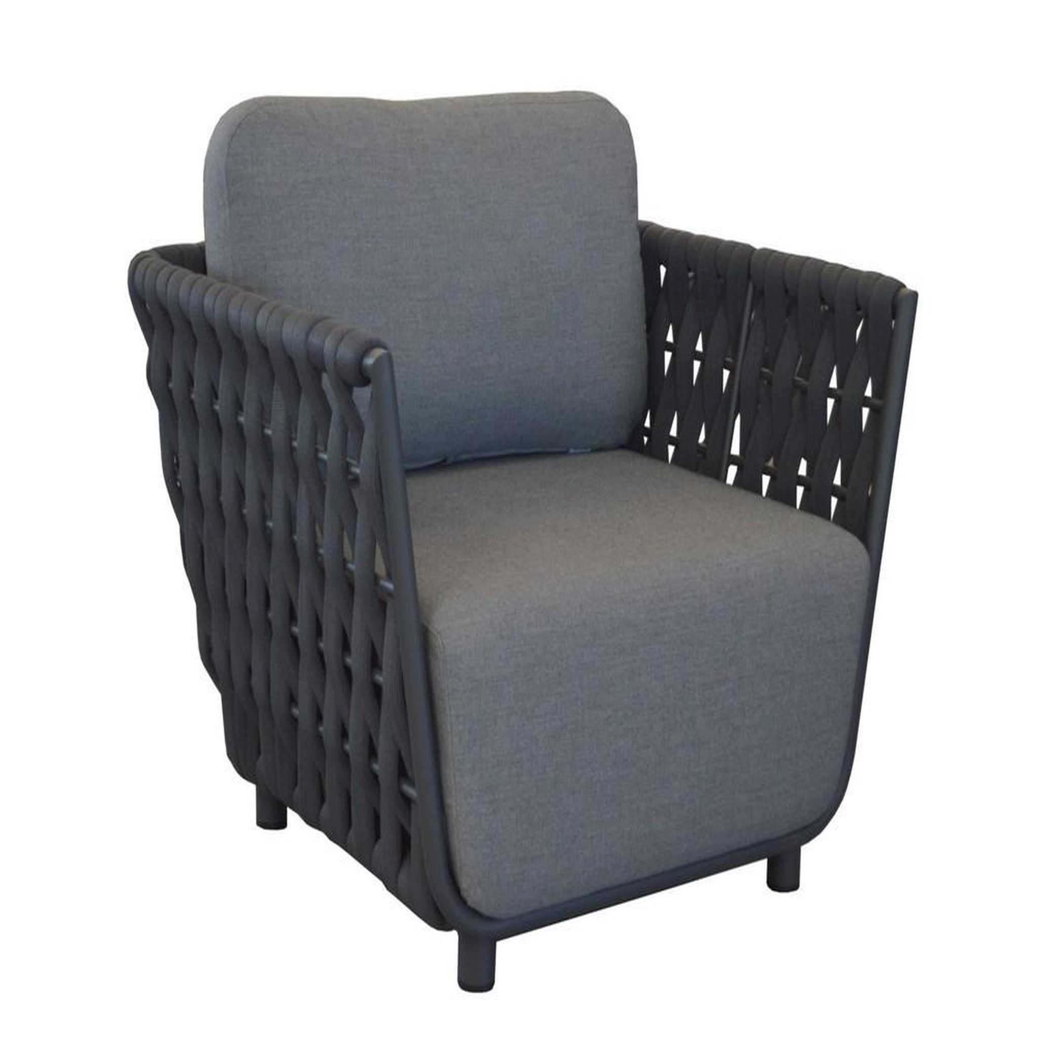 Proloisirs Fauteuil de détente Hug alu/tresse sangle rubber avec coussin - anthracite