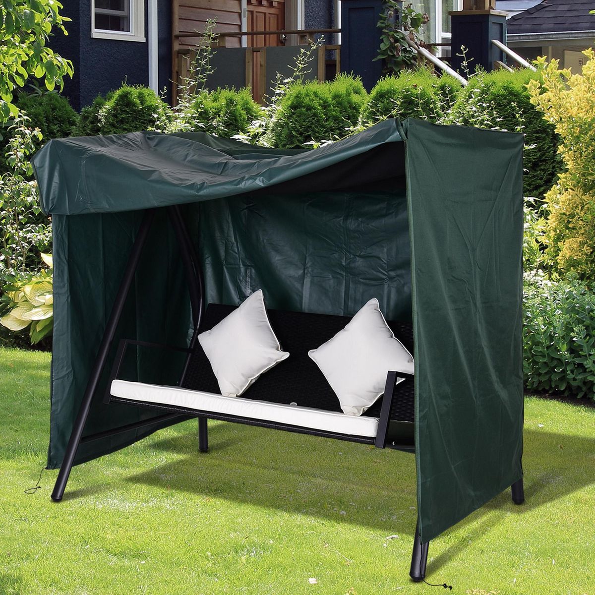 OUTSUNNY Housse de protection balancelle de jardin zippée 177 x 114 x 152 cm oxford haute densité vert