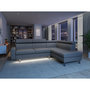 Voir la diapositive 1 : Canapé d'angle 4-5 places fixe avec LED -TOMY- Tissu gris chiné clair - Angle droit