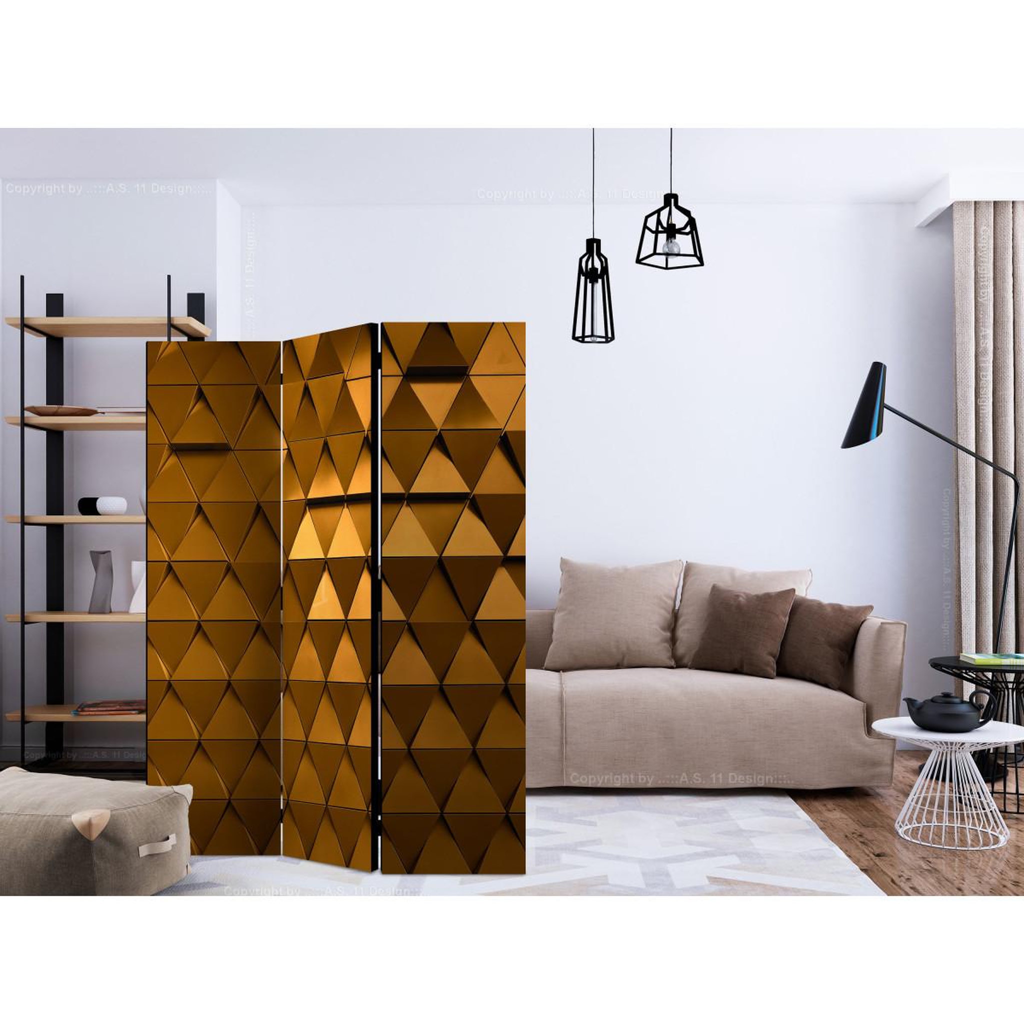 Voir la diapositive 2 : Paris Prix Paravent 3 volets  golden armour  135x172cm