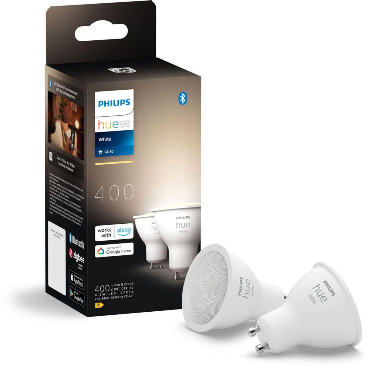 Philips Ampoule LED connectée Hue White 5.5W GU10 X2