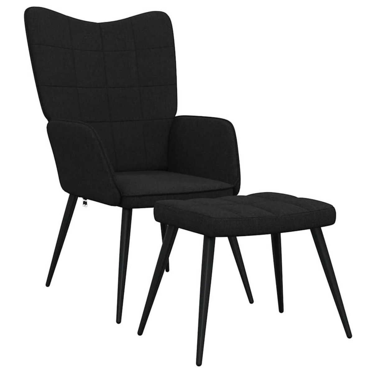 VIDAXL Chaise de relaxation avec tabouret Noir Tissu