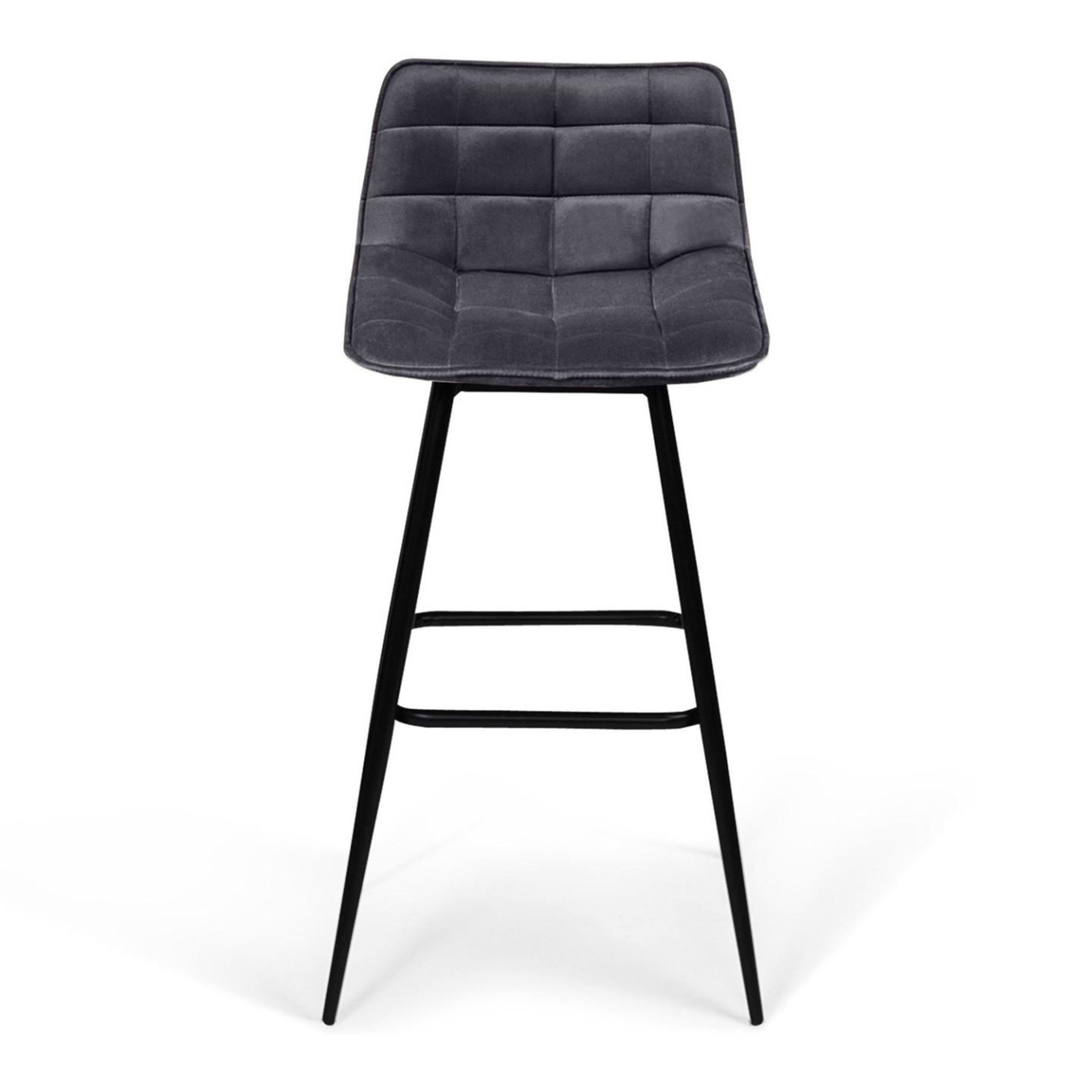 Voir la diapositive 3 : ID MARKET Lot de 2 tabourets de bar mady en velours gris foncé
