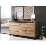 BEST MOBILIER Lord - buffet bas - effet bois et noir - 3 tiroirs et 1 porte - 138 cm. Coloris disponibles : Marron