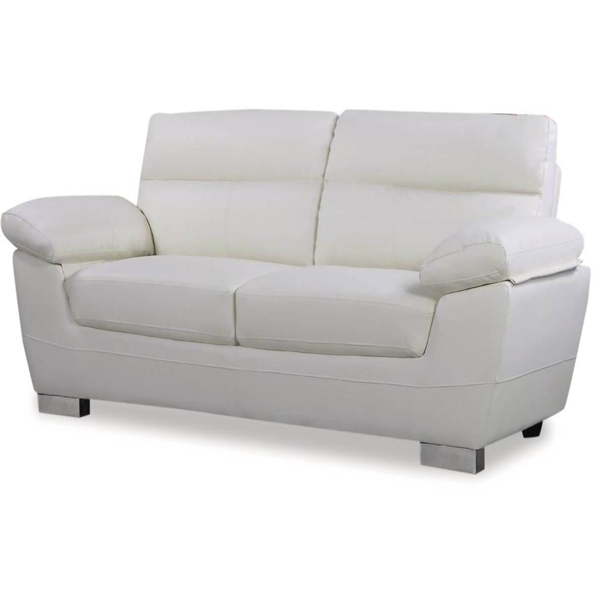 Habitat et Jardin Canapé fixe en cuir reconstitué et pvc  dallas  - 210 x 88 x 90 cm - 3 places - blanc