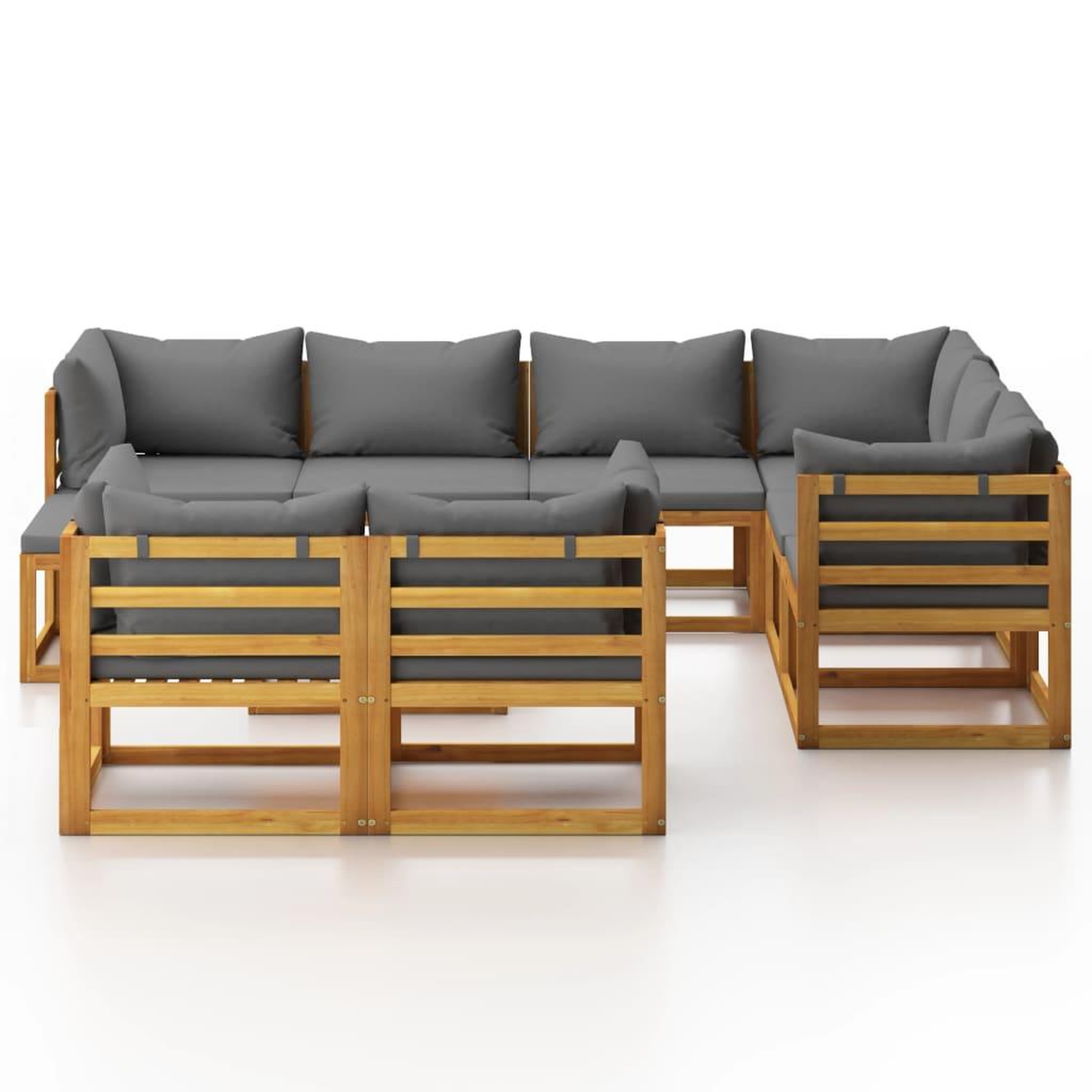 Voir la diapositive 3 : VIDAXL Salon de jardin 10 pcs avec coussin Bois d'acacia solide
