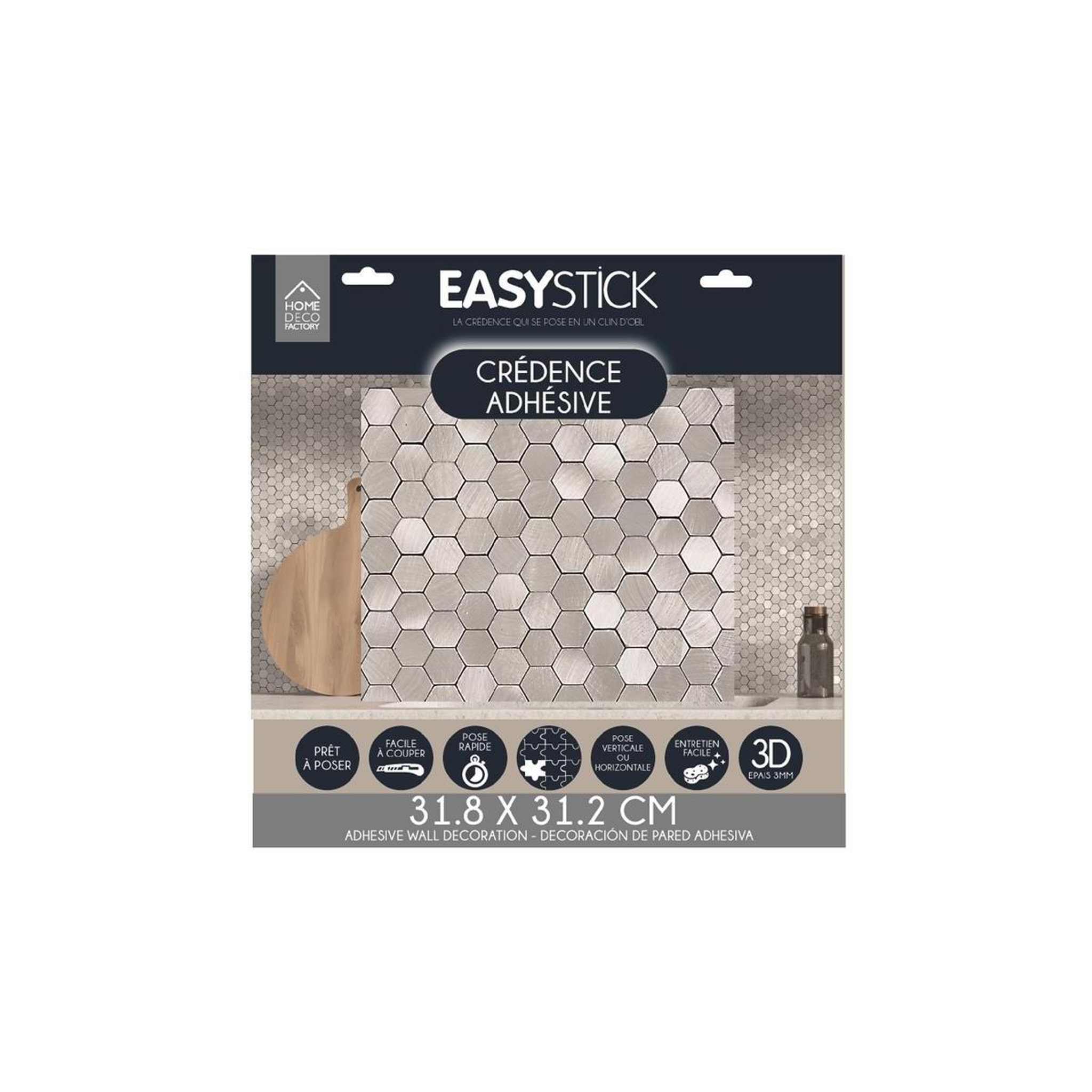 Voir la diapositive 4 : Je cherche une idee Crédence adhésive  mosaïque  32cm argent