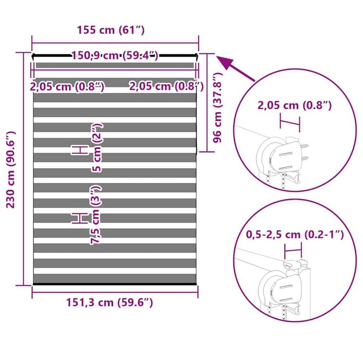 VIDAXL Store zebre beige marbre largeur du tissu 150,9 cm polyester