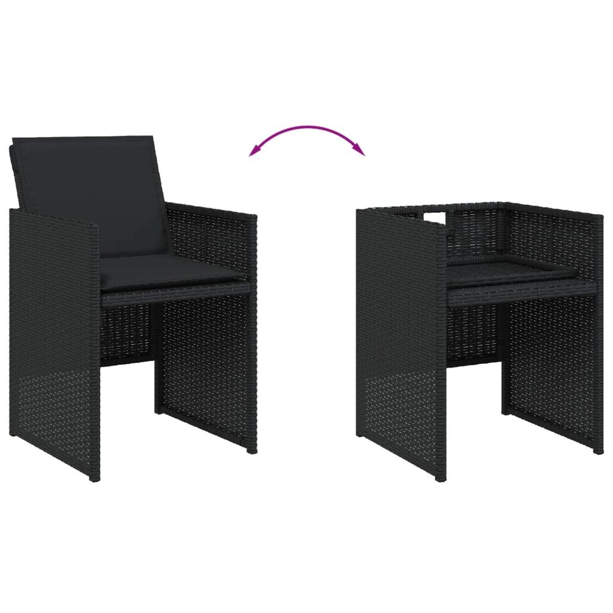 Voir la diapositive 5 : VIDAXL Ensemble a manger de jardin 17 pcs coussins noir resine tressee