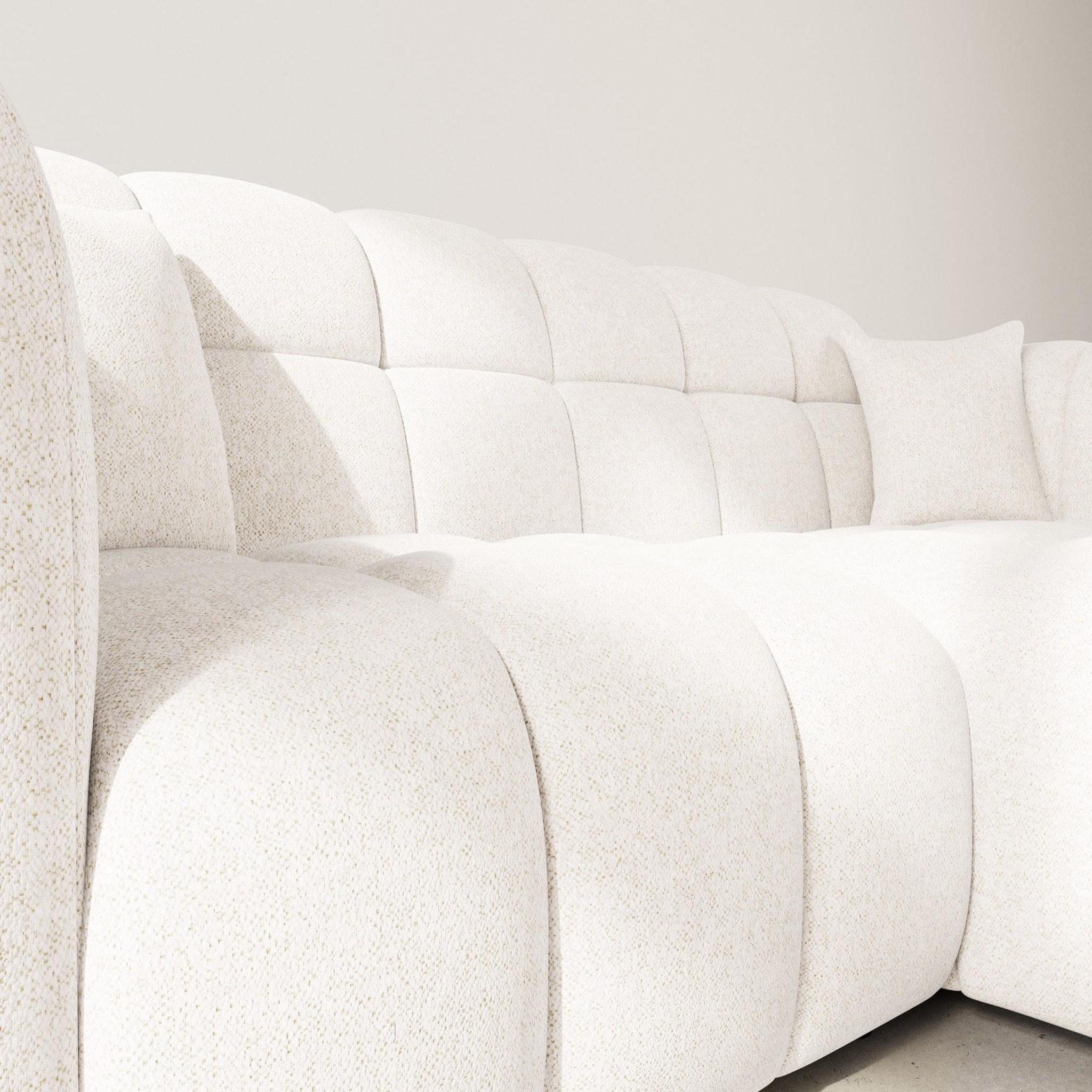 Voir la diapositive 4 : BEST MOBILIER Mini ray - canapé d'angle droit 4 places en tissu texturé