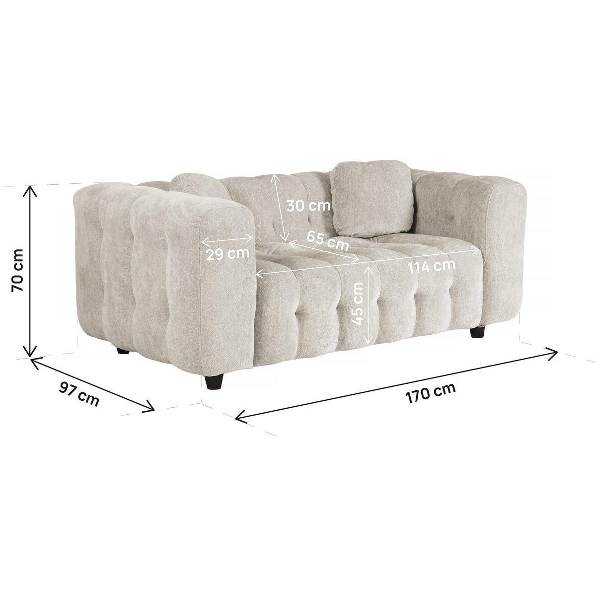 Habitat et Jardin Canapé droit en tissu chenille  Vendome  - 2 places - Beige