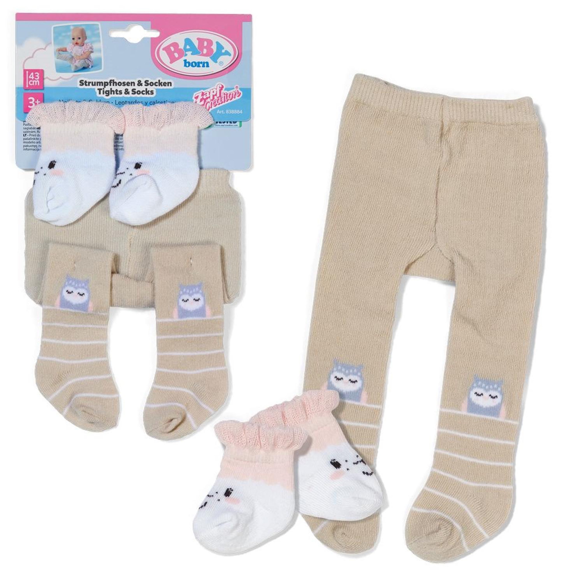 Voir la diapositive 2 : Zapf Creation BABY born - Chaussettes et collants Moutons pour poupée de 43 cm