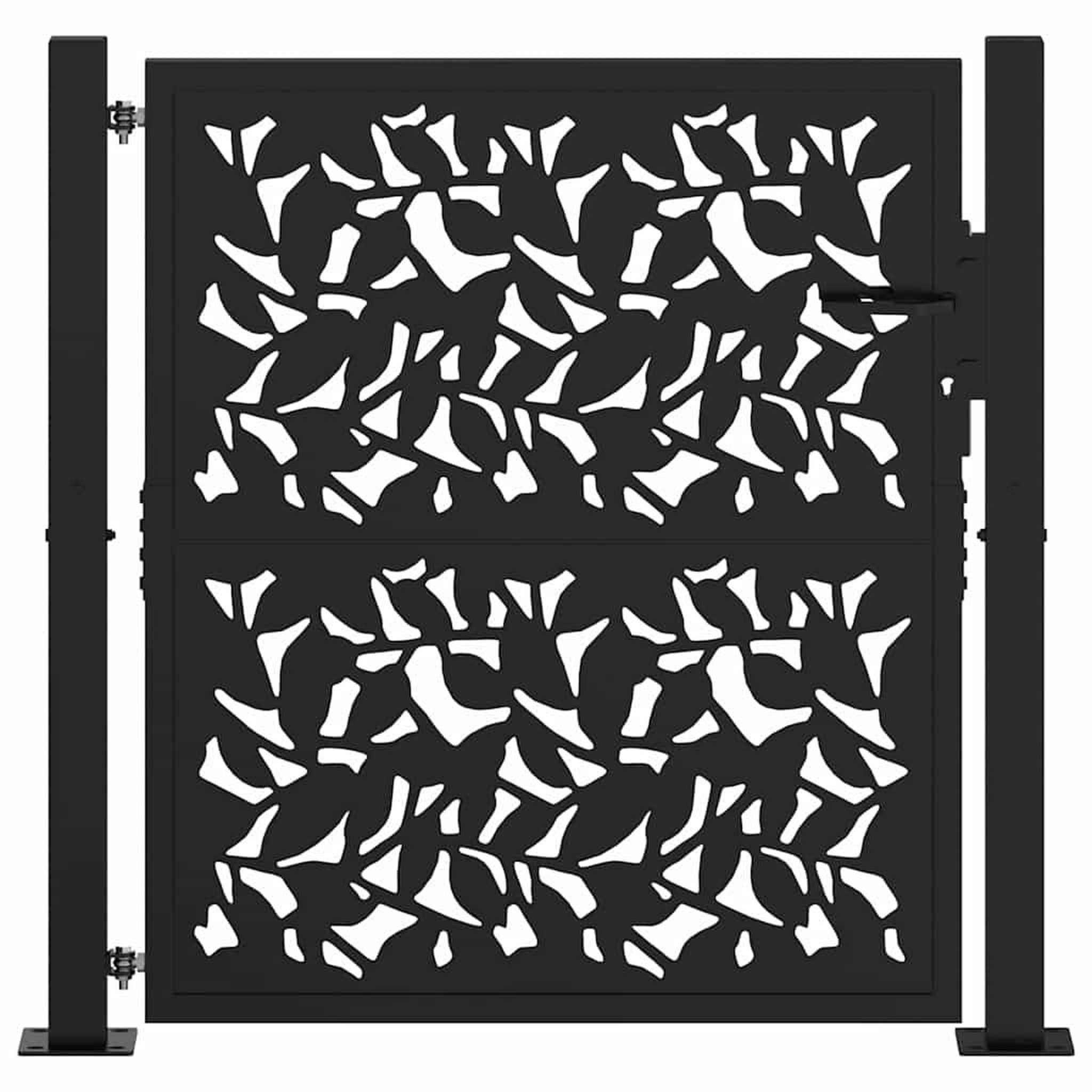 Voir la diapositive 3 : VIDAXL Portail de jardin noir 105x106 cm acier conception de feuilles