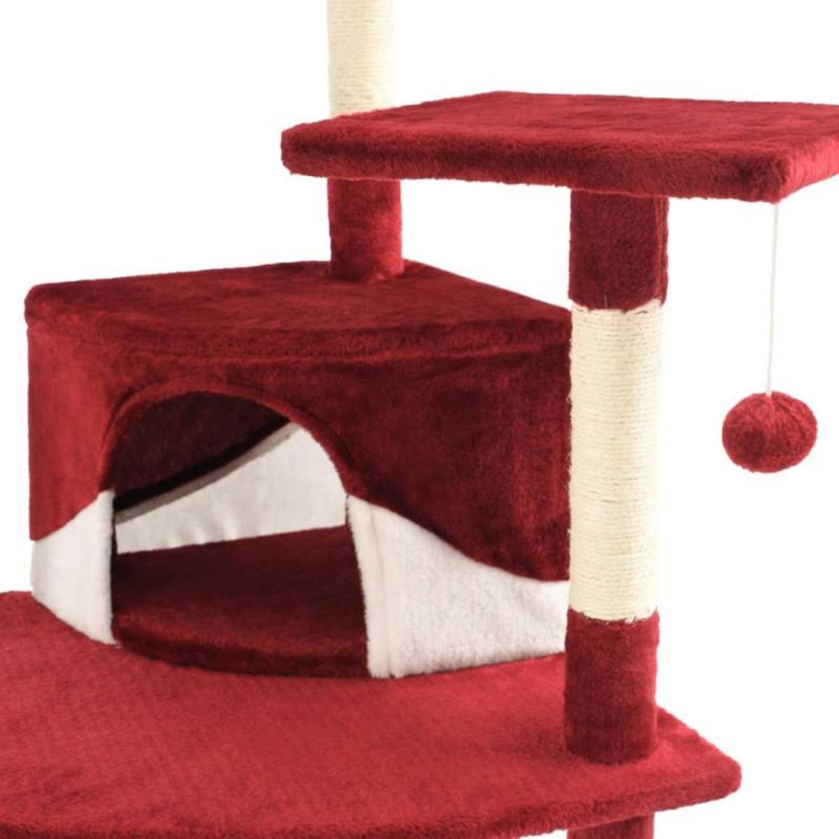 VIDAXL Arbre a chat avec griffoirs en sisal 203 cm Rouge et Blanc