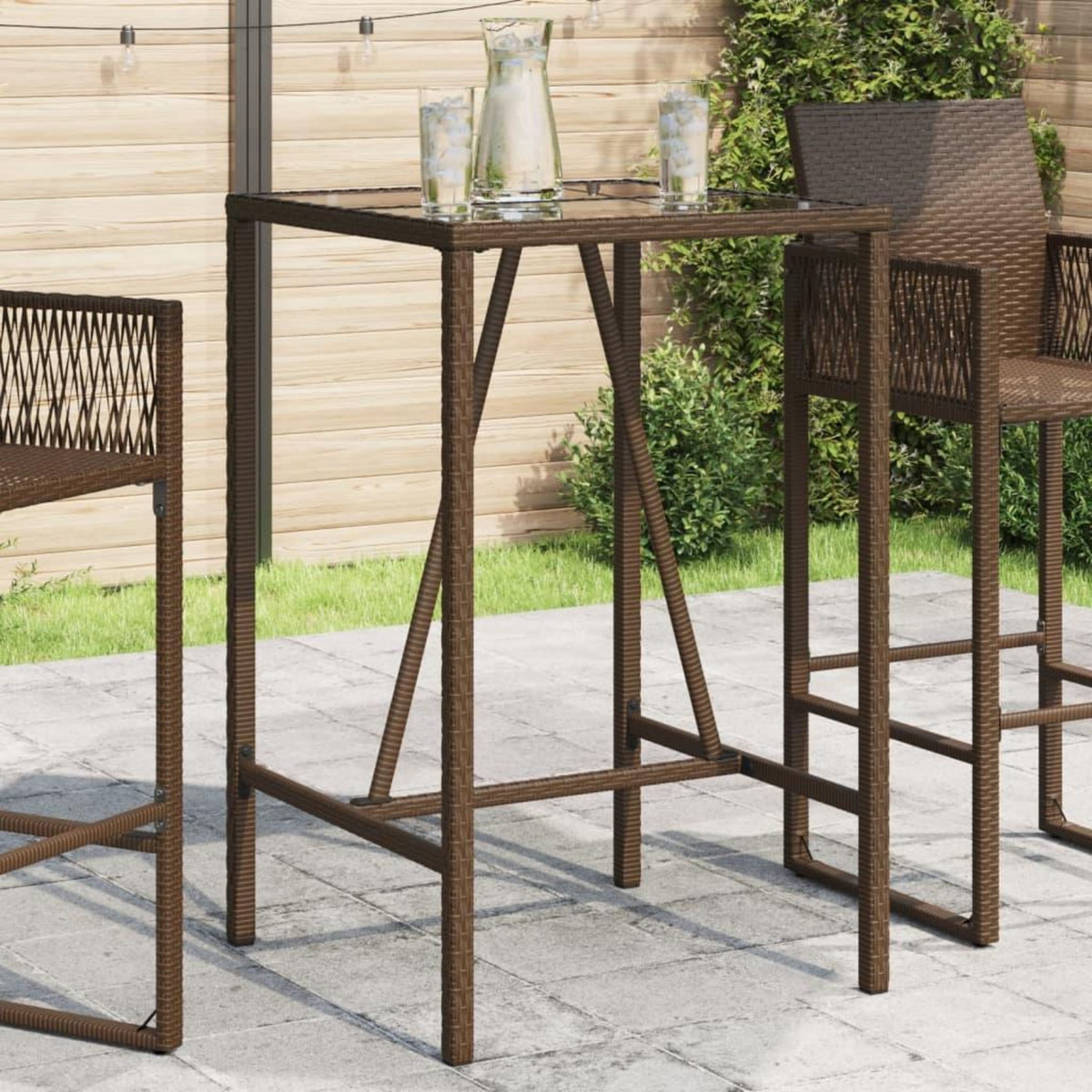 VIDAXL Table de bar d'exterieur marron 70x70x110 cm resine tressee
