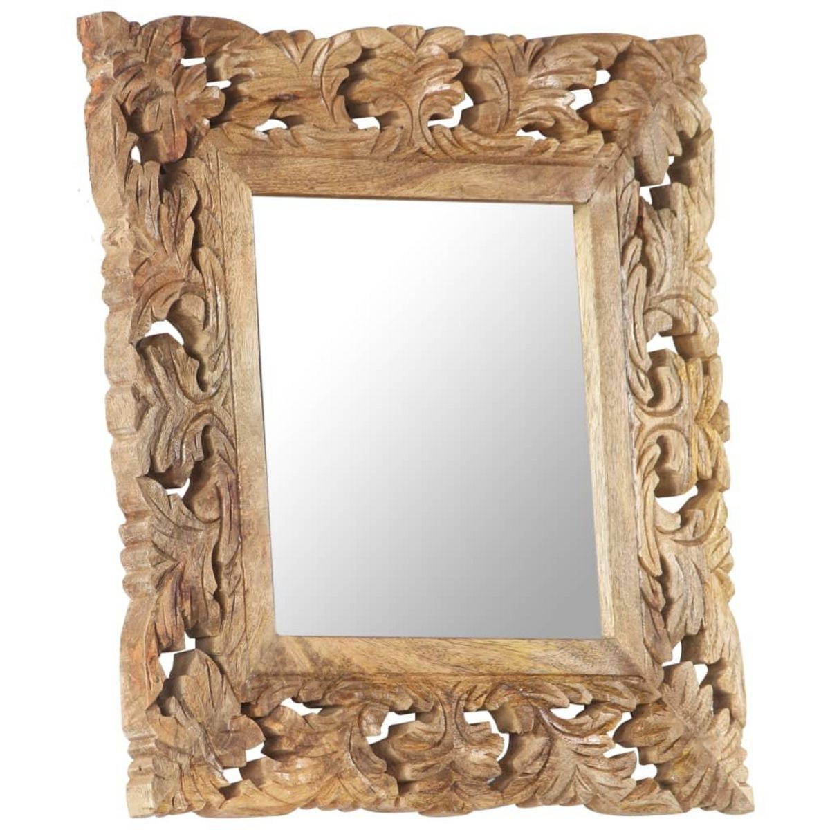 VIDAXL Miroir sculpte a la main Marron 50x50cm Bois de manguier massif