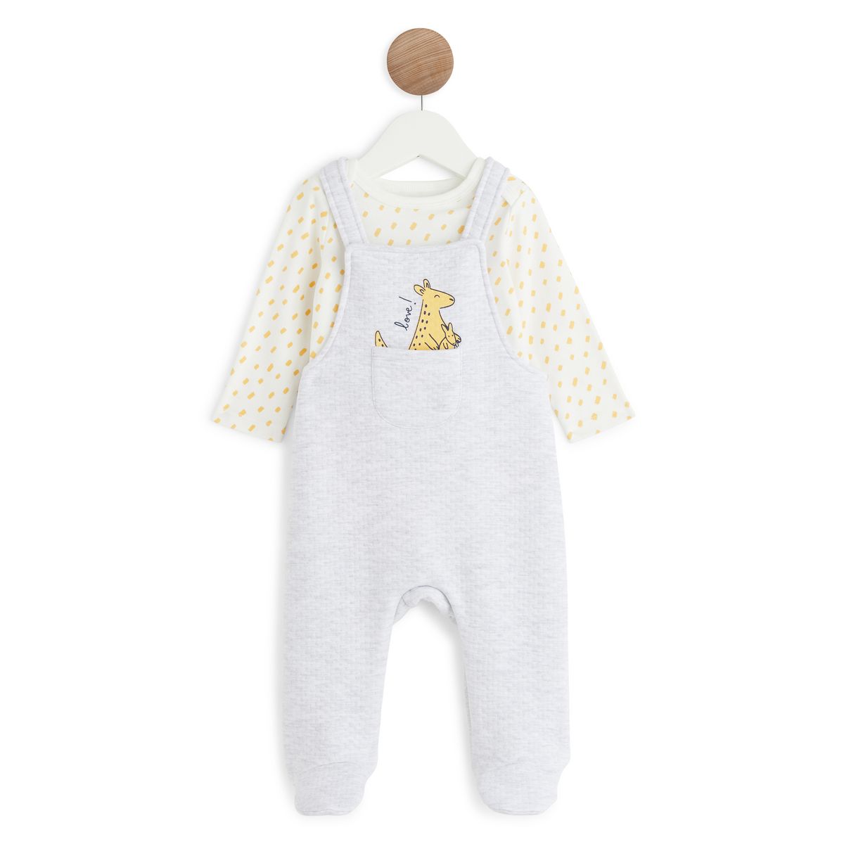 INEXTENSO Ensemble salopette en tubique + body manche longue de naissance