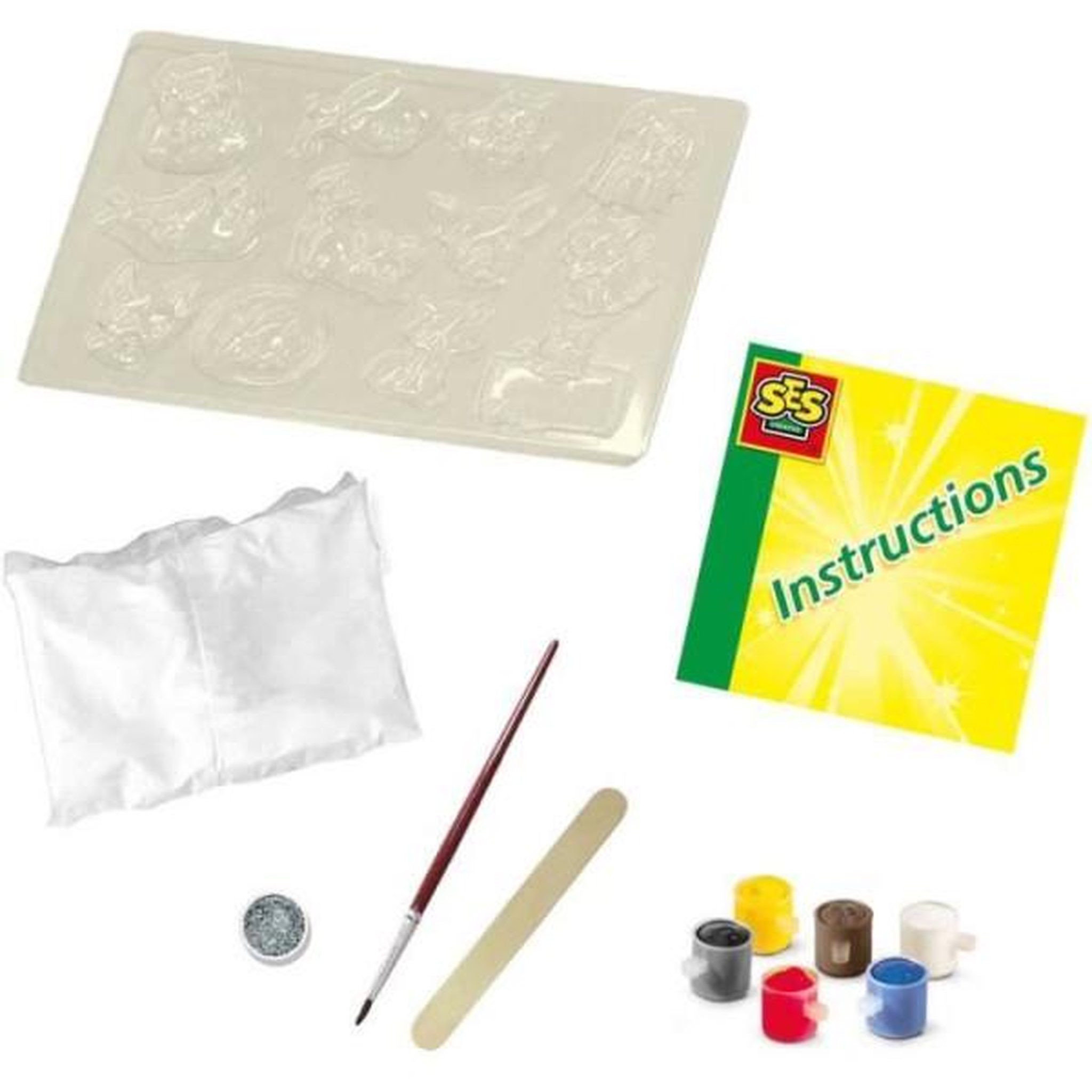 Voir la diapositive 3 : SES Creative SES CREATIVE - Moulage en plâtre chiens et chats - Jaune, vert et rose - Enfant - Plus de 5 ans