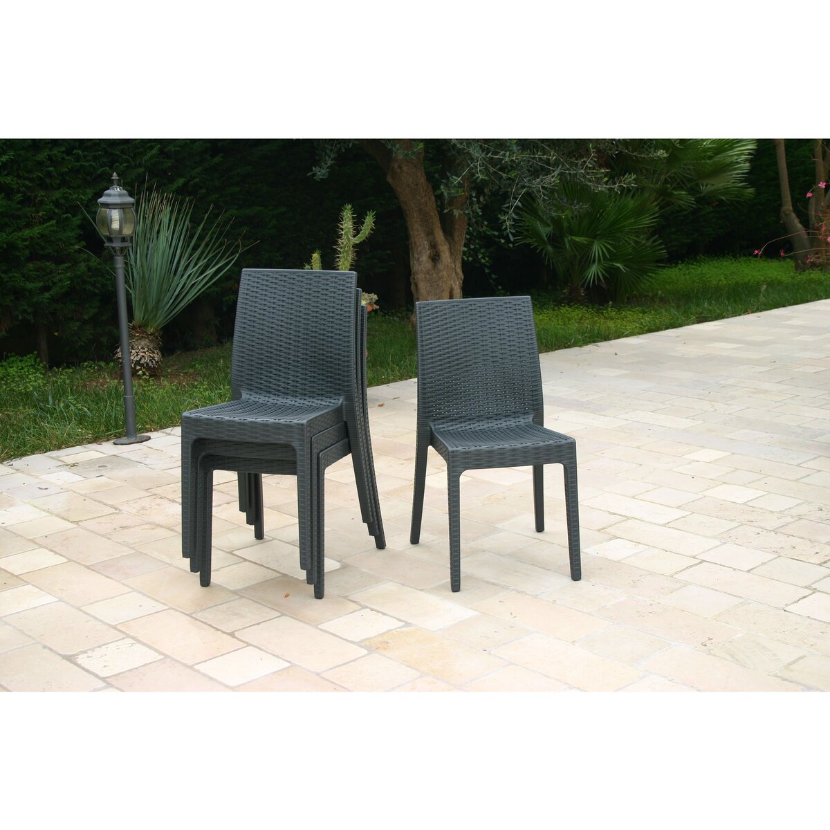 Salon de jardin - 6 places - Gris anthracite - URANO