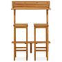 Voir la diapositive 3 : VIDAXL Ensemble de bar de balcon 3 pcs Bois d'acacia solide