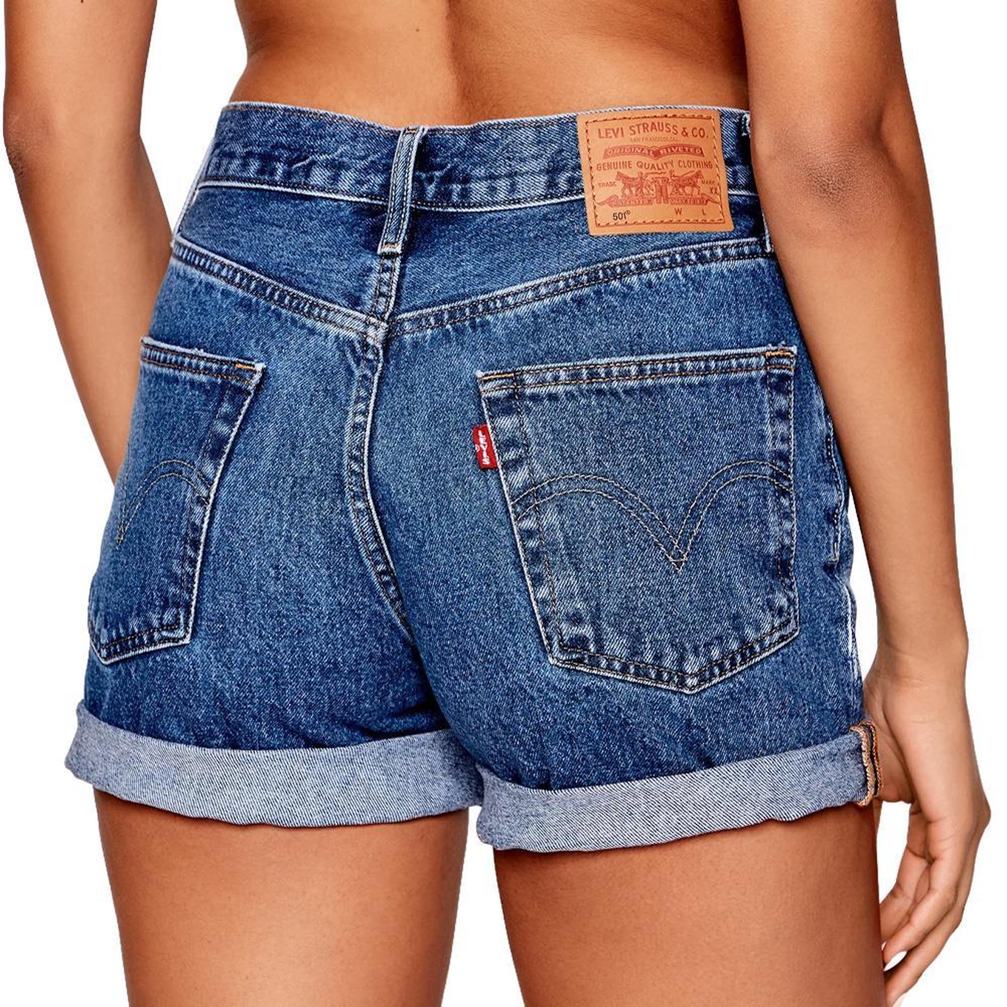 Voir la diapositive 2 : Levi's 501 short bleu femme levi's rolled