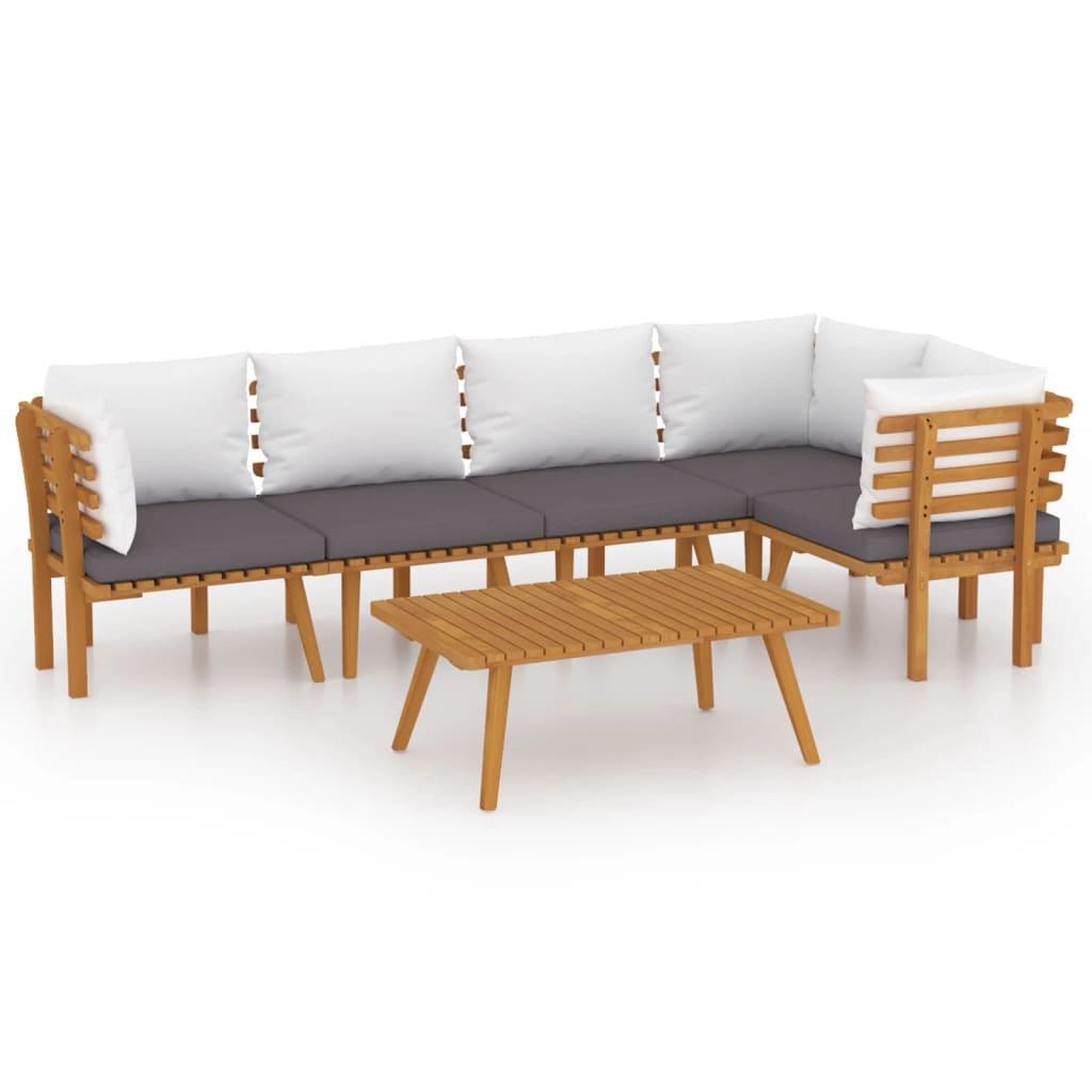 Voir la diapositive 2 : VIDAXL Salon de jardin 6 pcs avec coussins Bois d'acacia solide