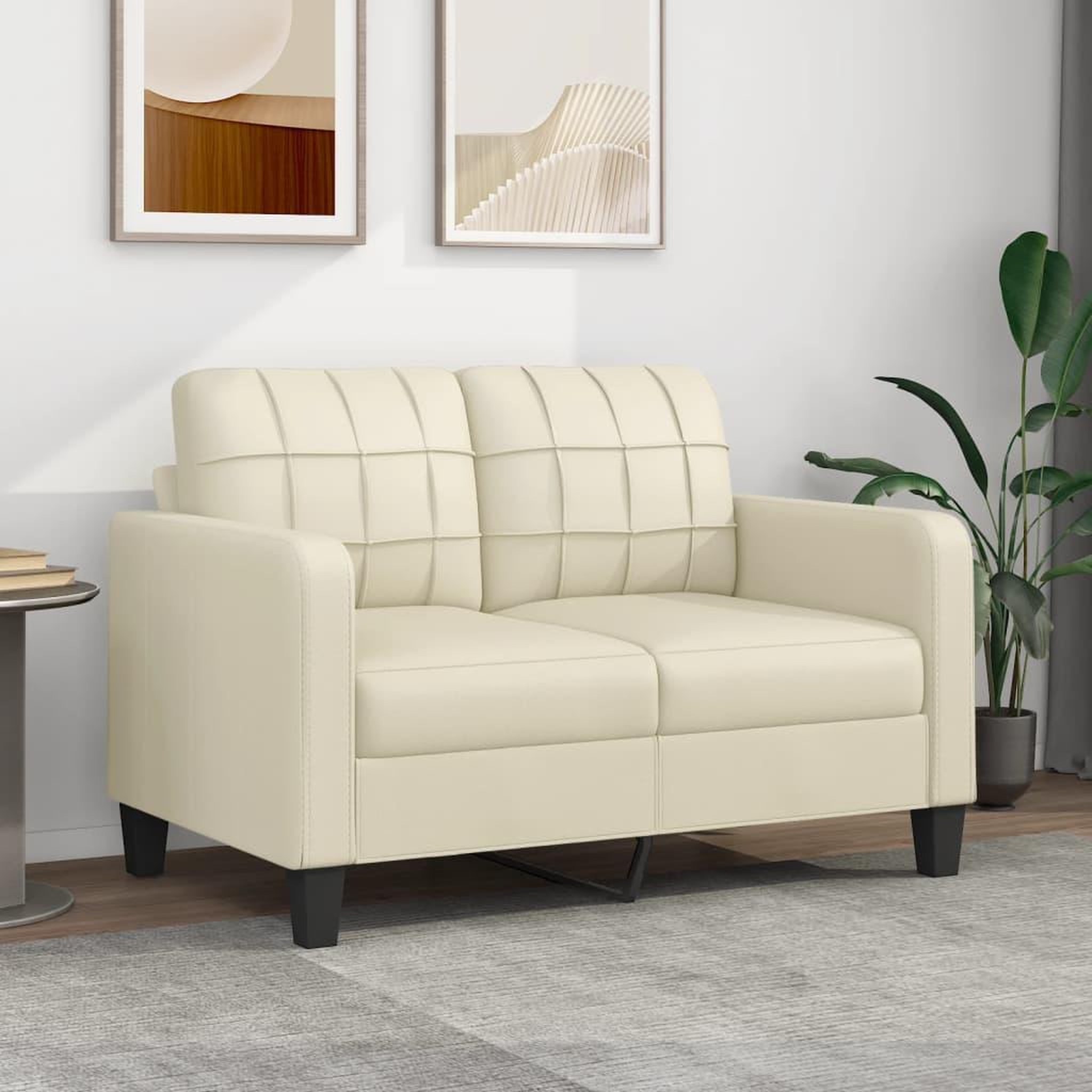 VIDAXL Canape a 2 places Creme 120 cm Similicuir