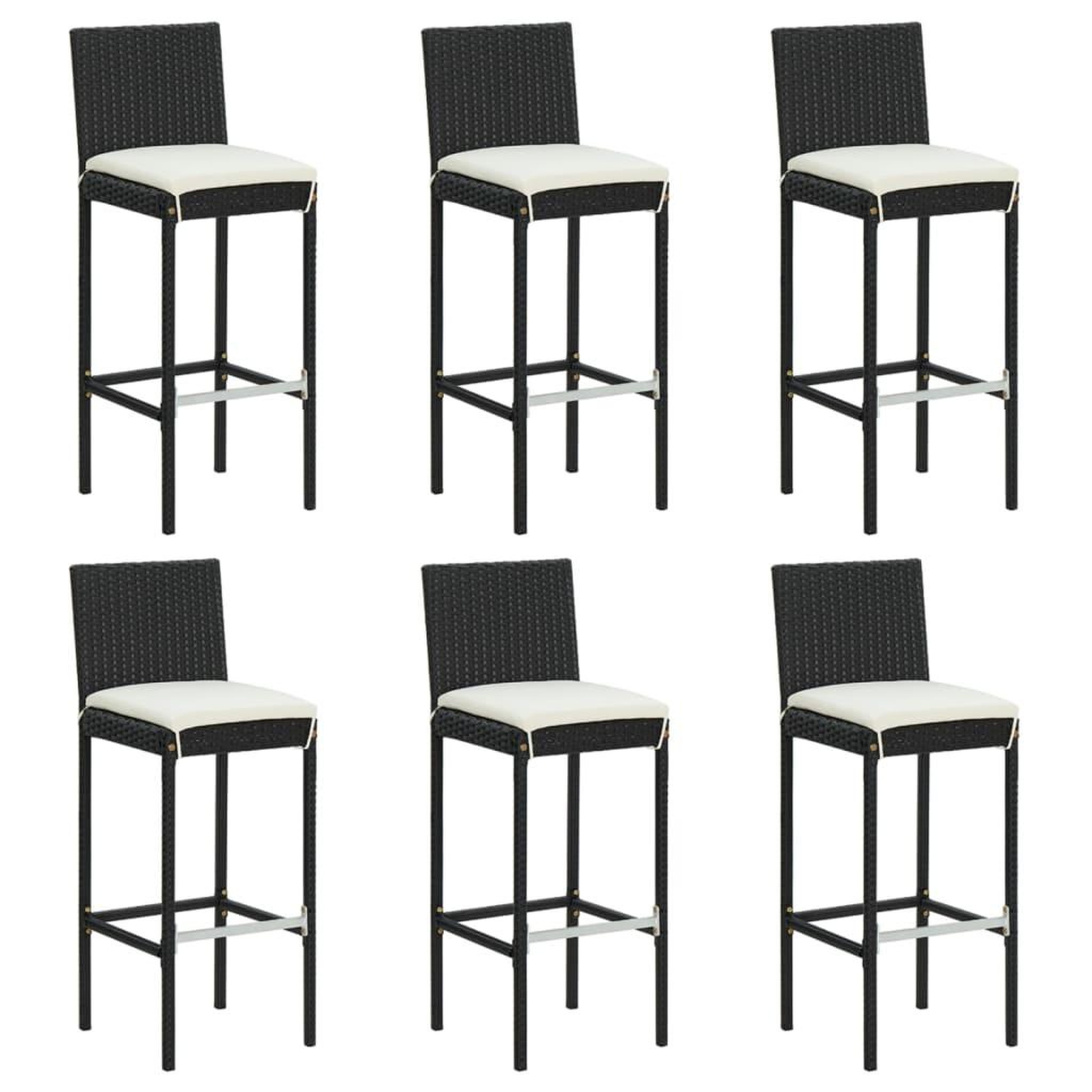 Voir la diapositive 4 : VIDAXL Ensemble de bar de jardin 7 pcs avec coussins noir poly rotin