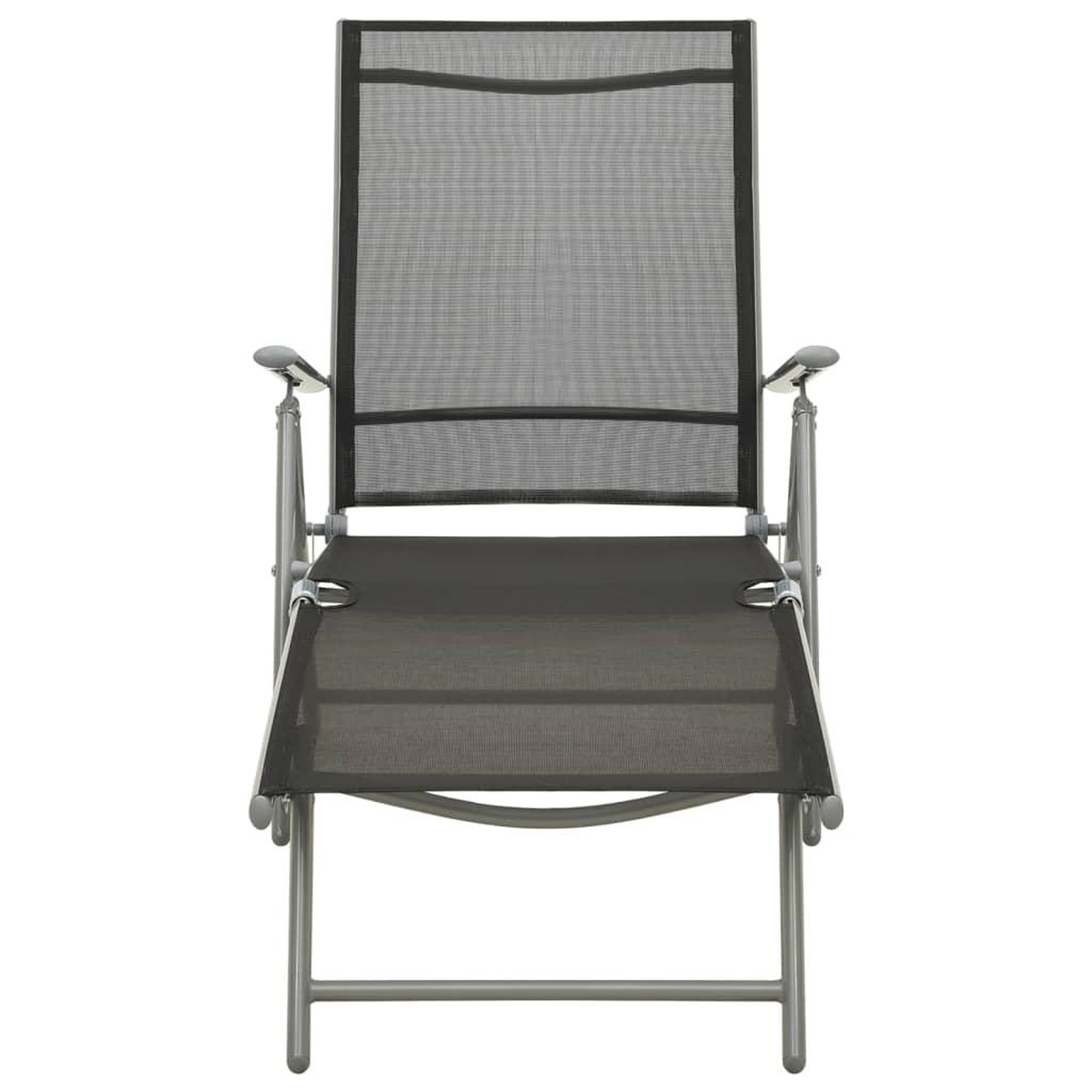 Voir la diapositive 2 : VIDAXL Chaise longue pliable Textilene et aluminium noir et argente