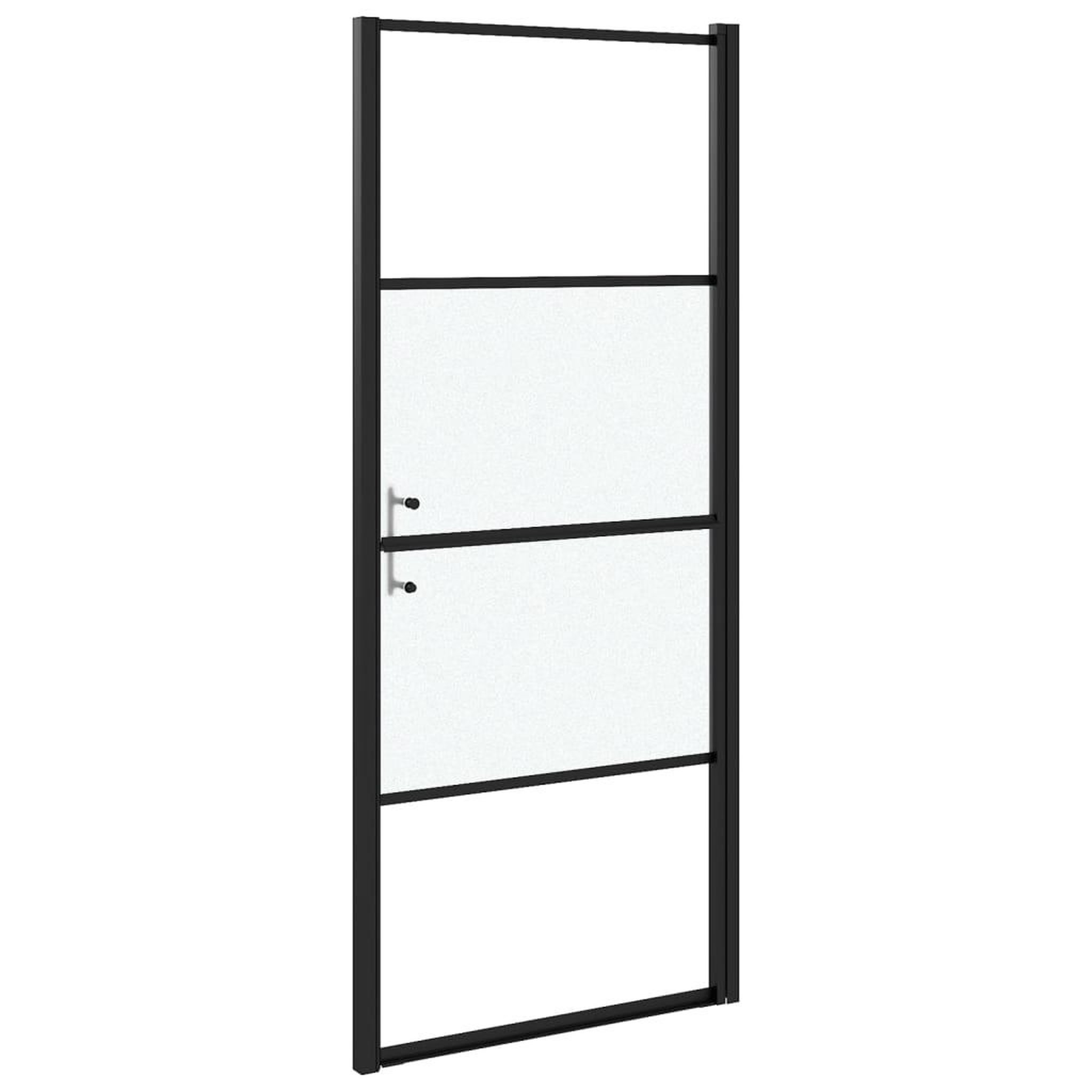 Voir la diapositive 5 : VIDAXL Porte de douche 91x195 cm Verre trempe demi-depoli Noir