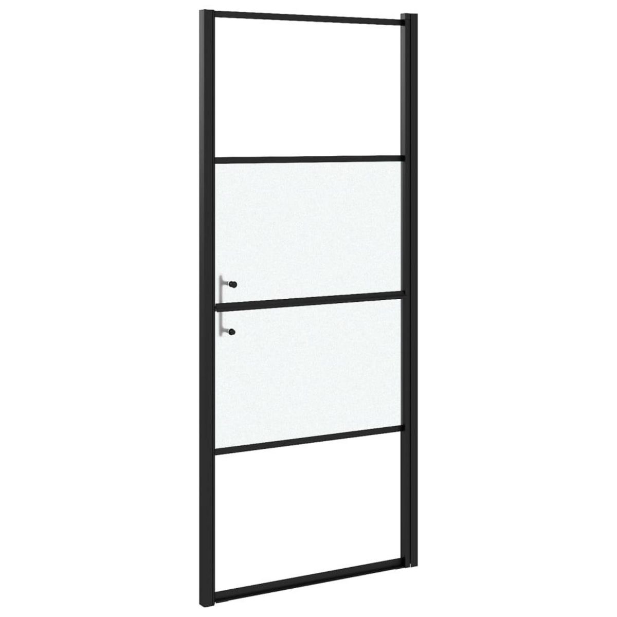 VIDAXL Porte de douche 91x195 cm Verre trempe demi-depoli Noir