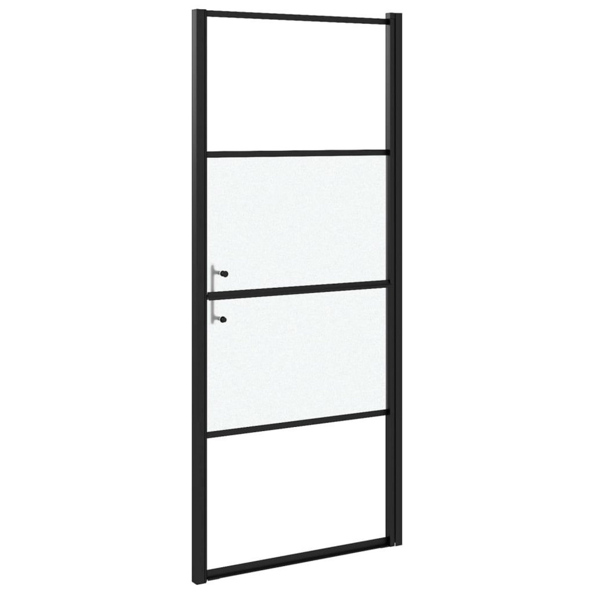 VIDAXL Porte de douche 91x195 cm Verre trempe demi-depoli Noir
