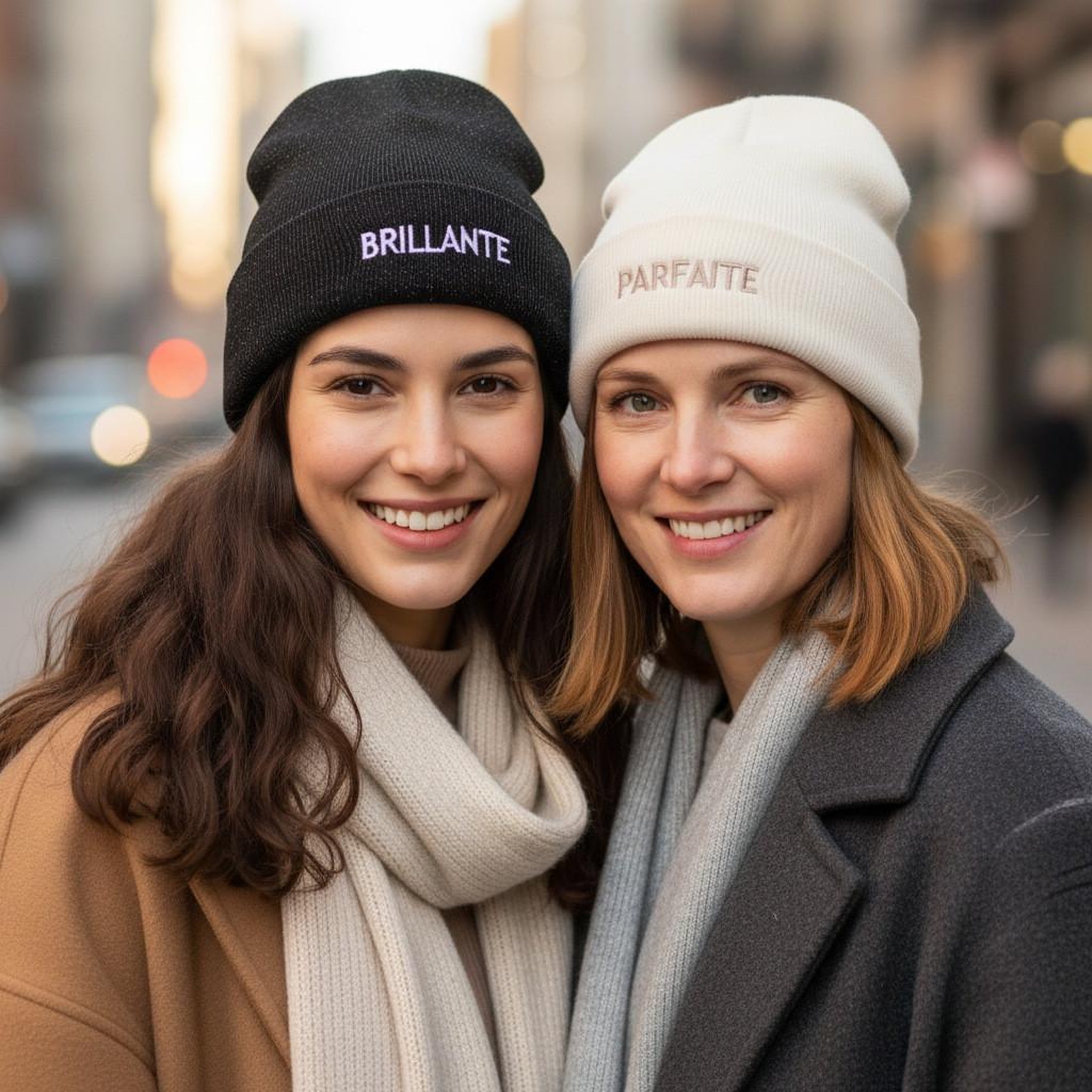 Voir la diapositive 2 : OZABI OZABI Bonnets Femme Fil Lurex Pailleté Message Brodé - Pack de 2 (Lot)