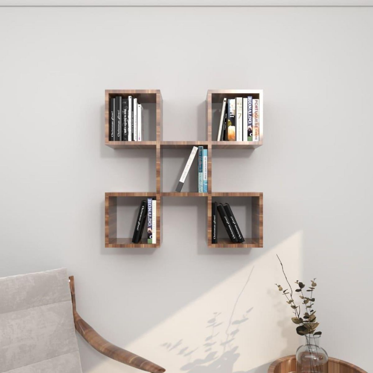 Homemania Homemania Etagere murale Spider 70x20x70 cm Wenge