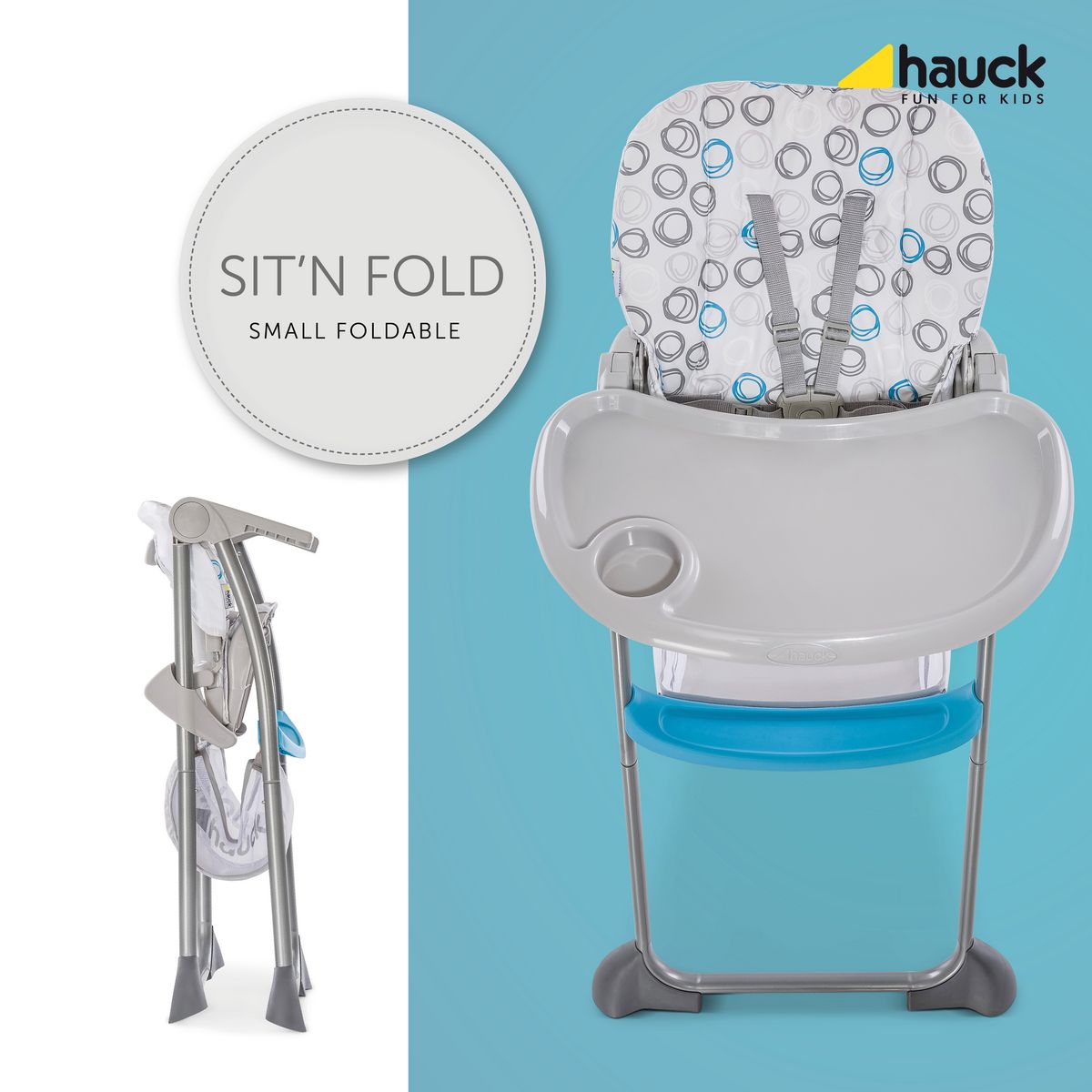 HAUCK Chaise haute multipositions bleu Sit'n Fold Circles 