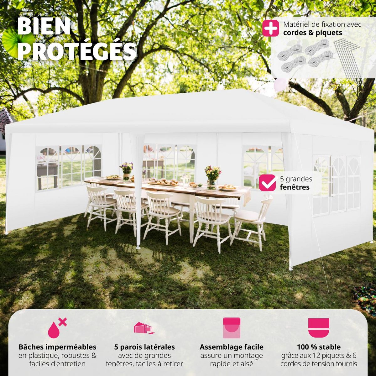 tectake Tonnelle 6 x 3 m blanc