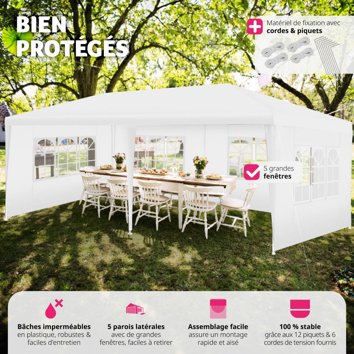 tectake Tonnelle 6 x 3 m blanc