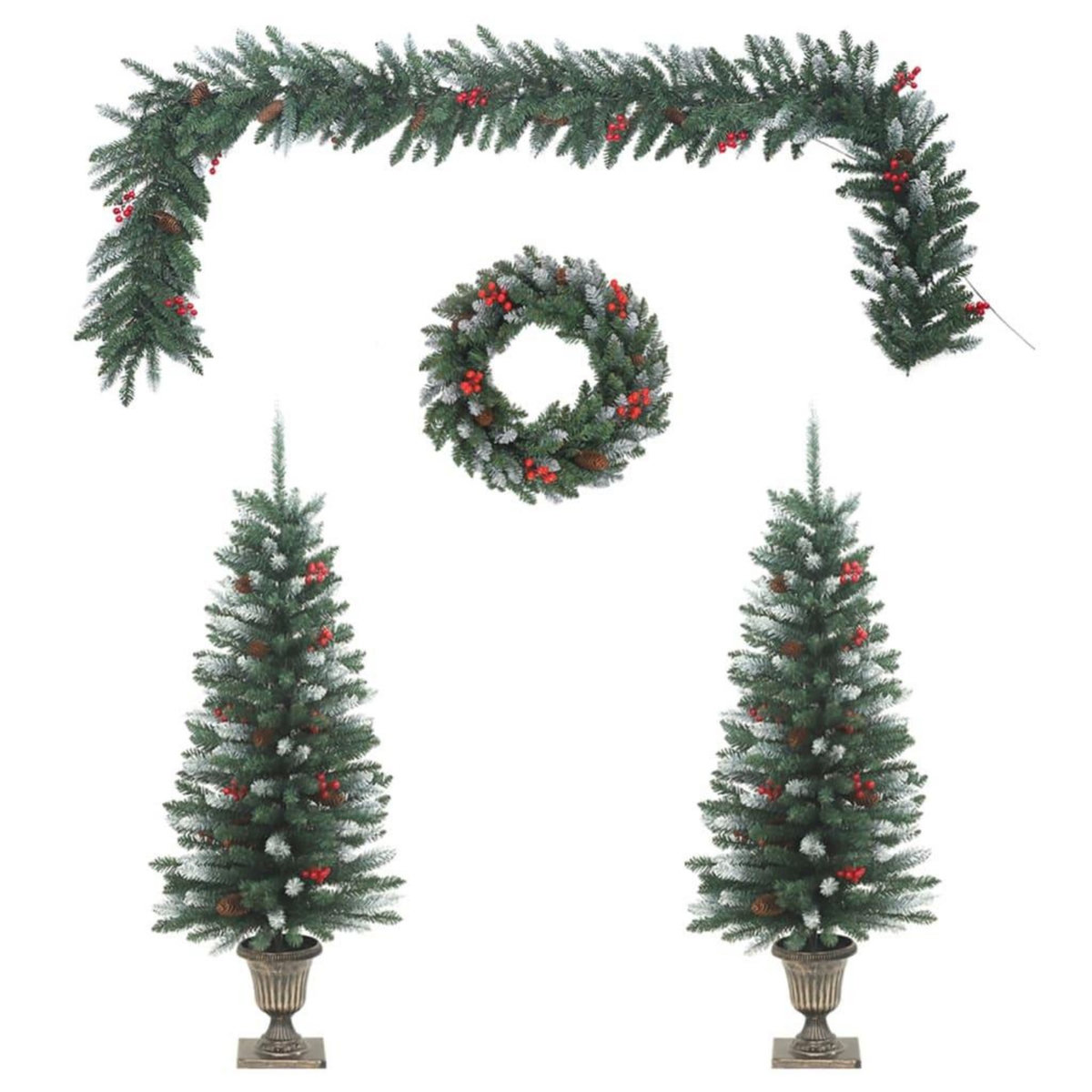 VIDAXL Ensemble de decoration de porte de Noël 4 pcs PVC