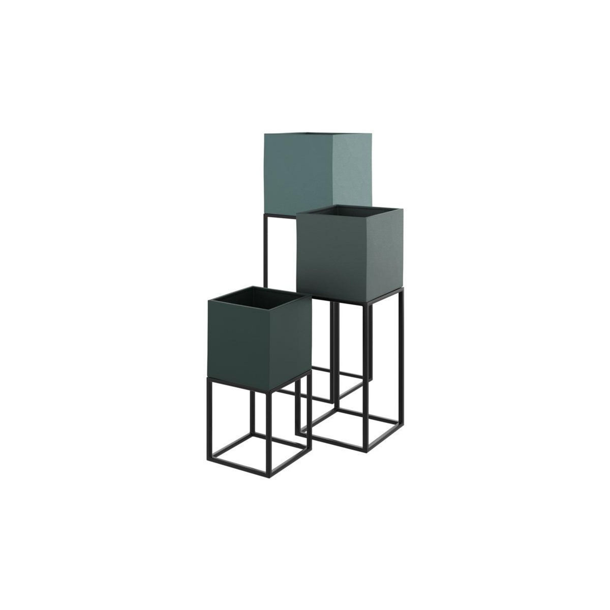 Rendez vous déco Cache-pot en métal bleu gris (lot de 3)-Eagle
