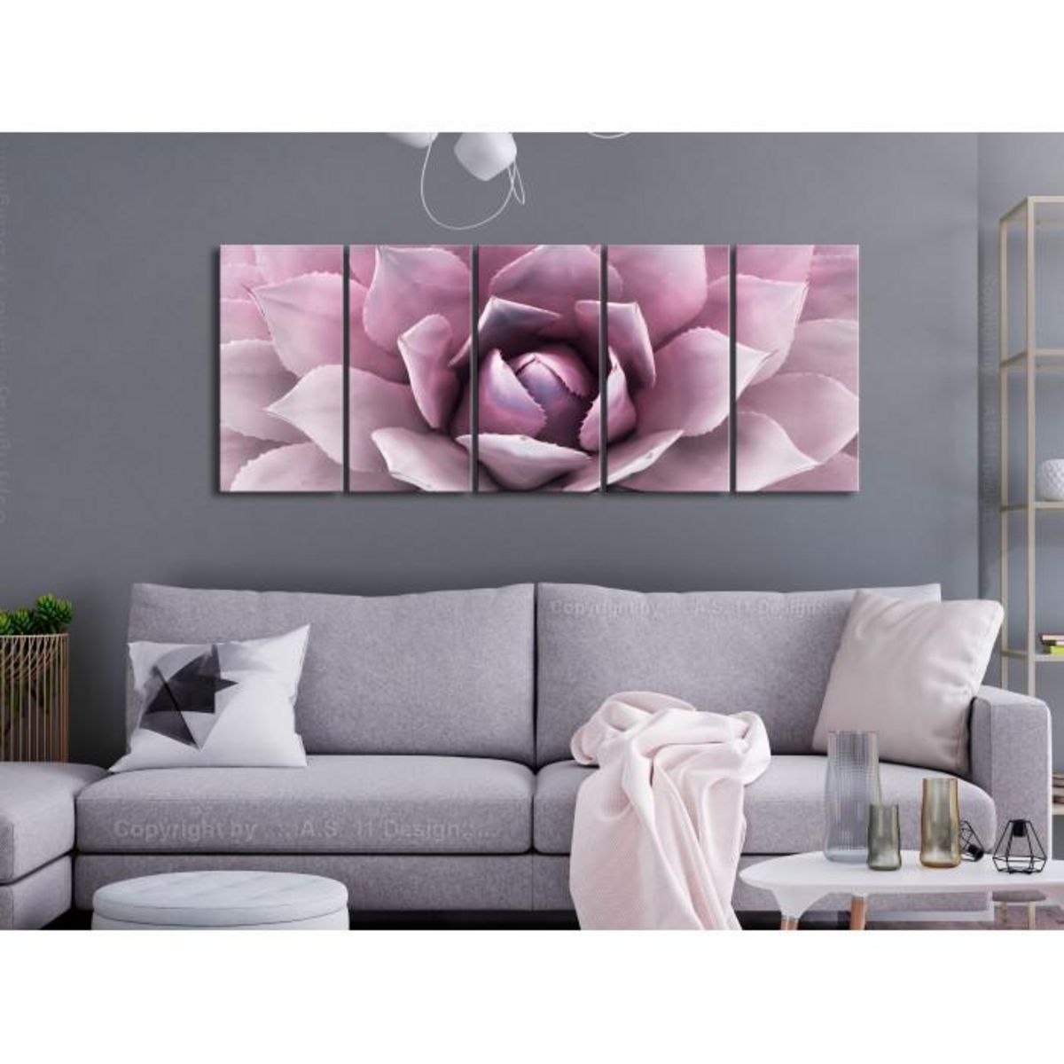 Paris Prix Tableau Imprimé 5 Panneaux  Agave Narrow Pink