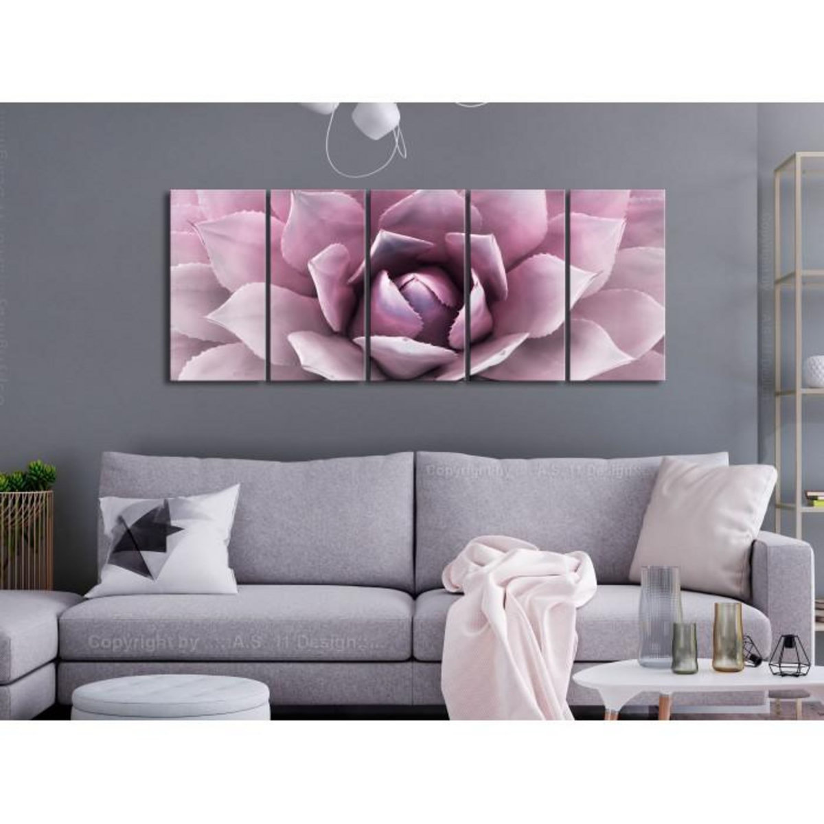 Paris Prix Tableau Imprimé 5 Panneaux  Agave Narrow Pink