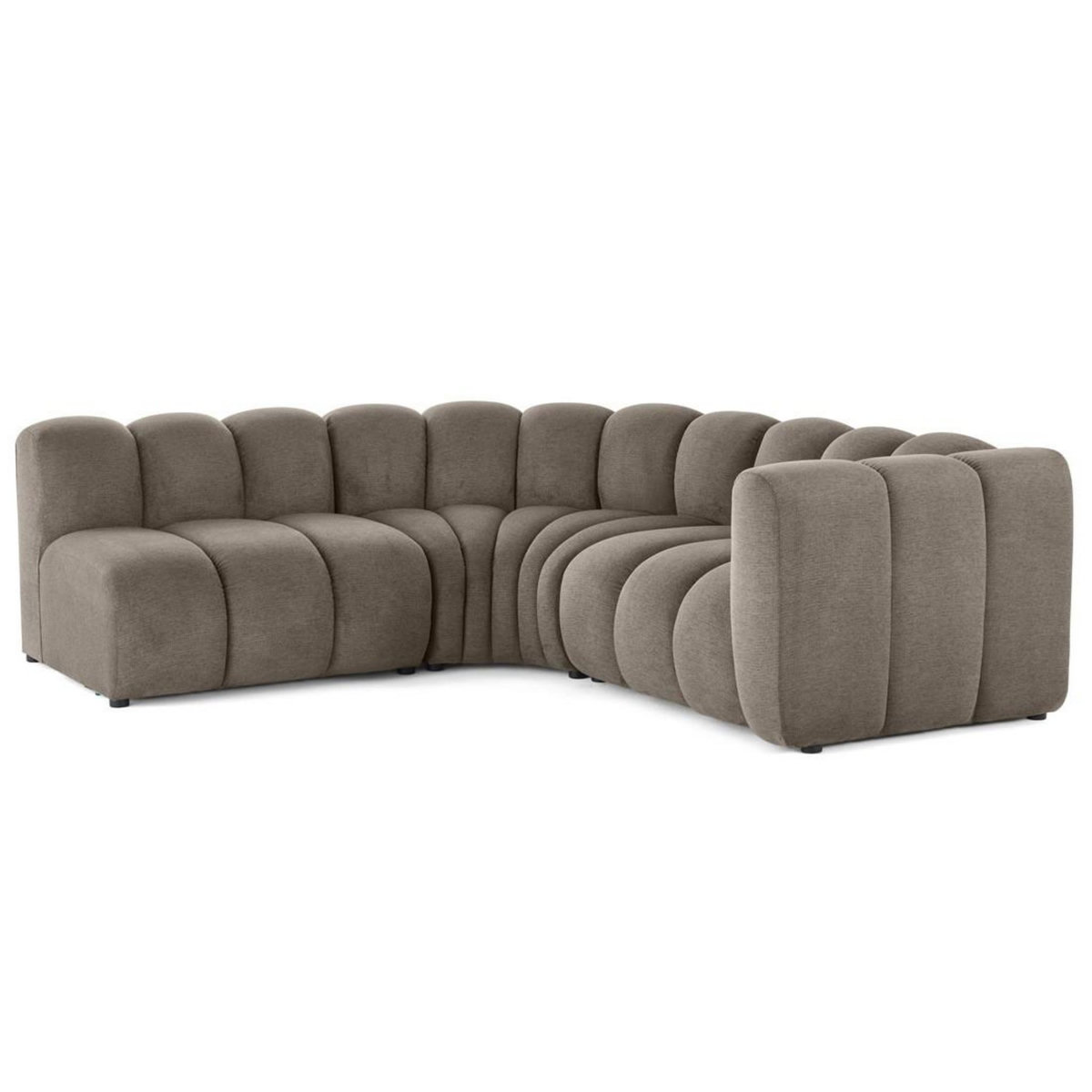 LISA DESIGN Debbie - canapé modulable d'angle gauche 4 places avec accoudoir en tissu texturé